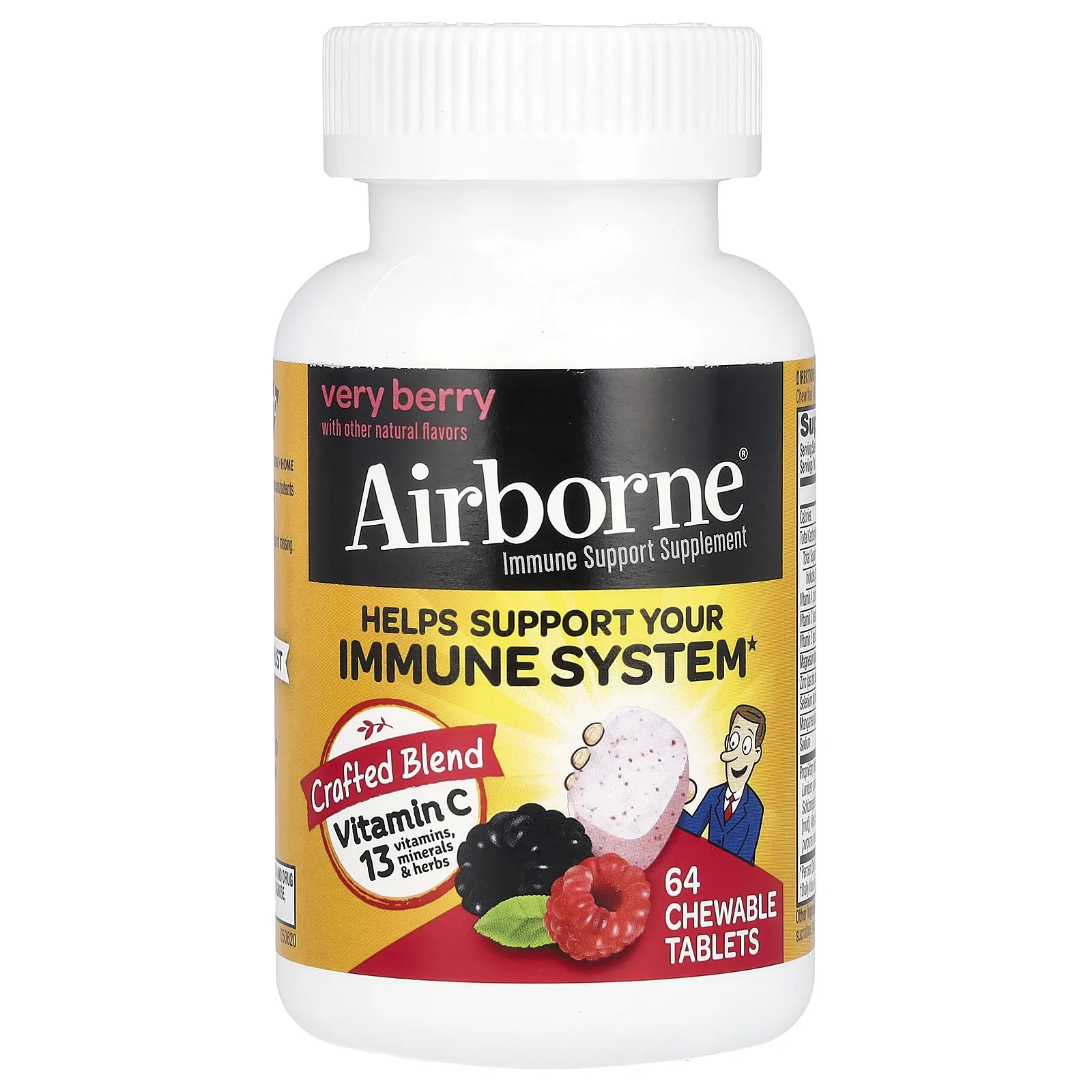 AirBorne, оригинальная добавка для укрепления иммунитета со вкусом ягод, 64 жевательные таблетки