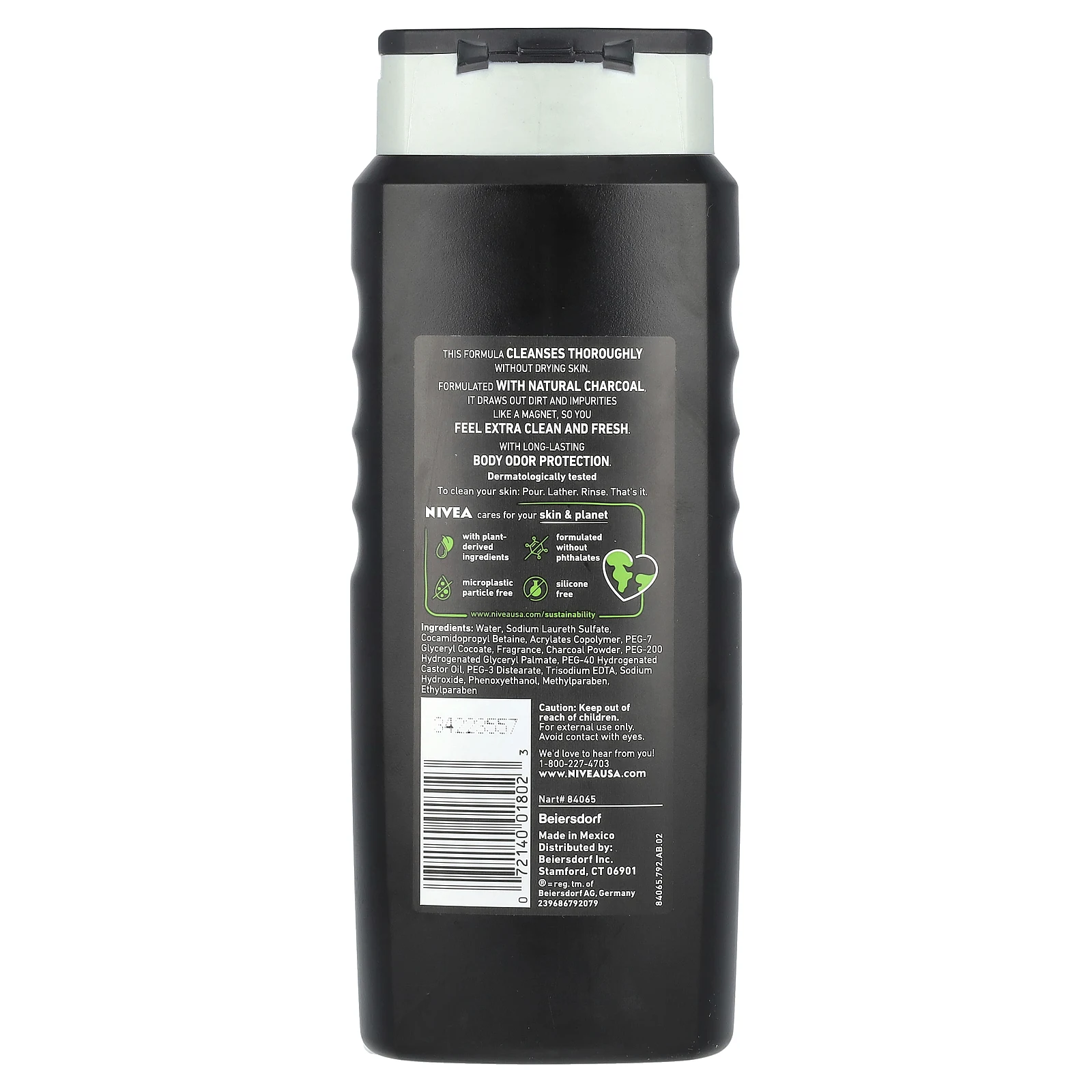 Nivea, Для мужчин, активное очищающее средство для душа, глубокое очищение, с натуральным углем, 500 мл (16,9 жидк. Унции)