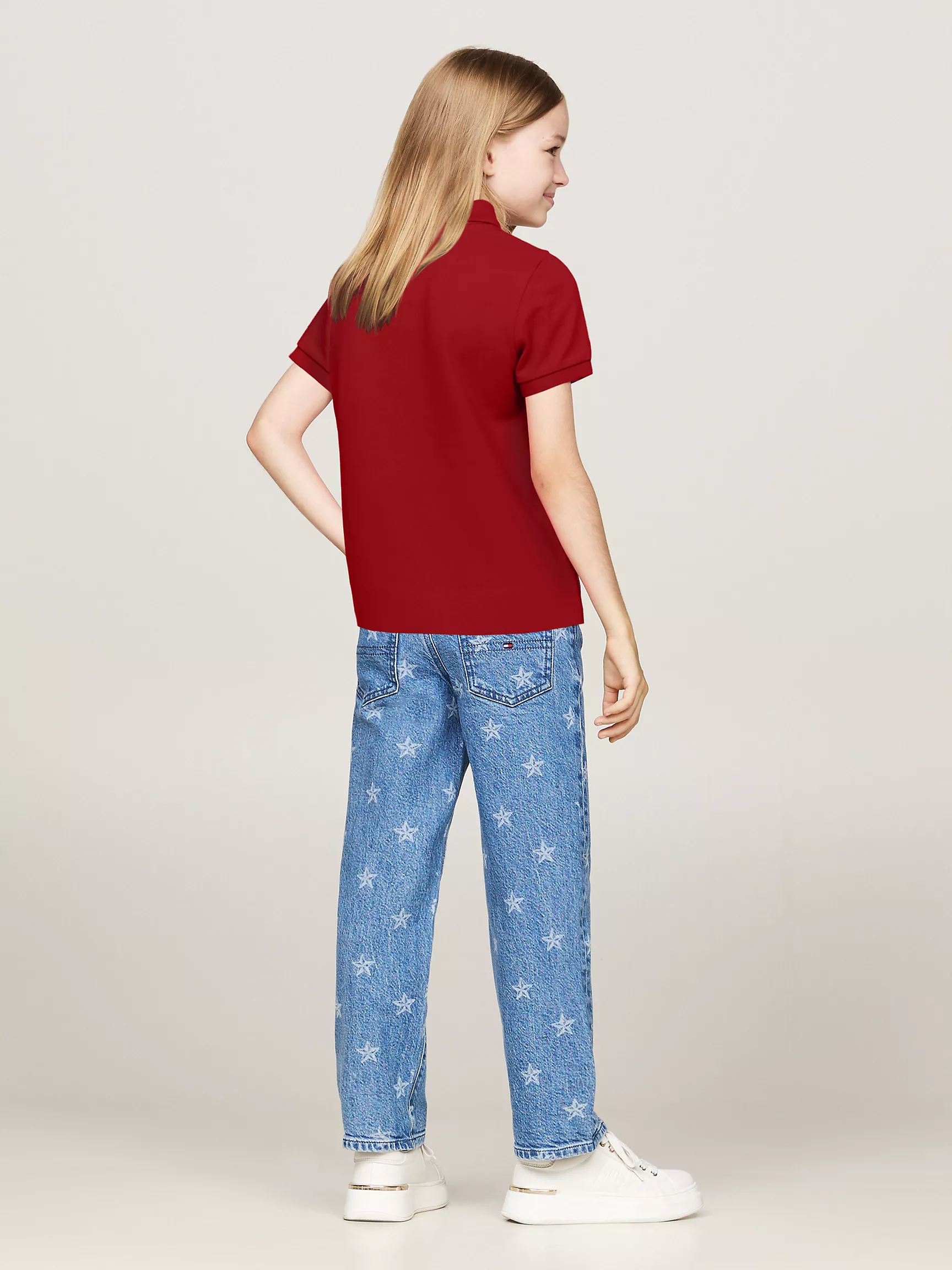 Рубашка-поло для девочек Tommy Hilfiger, Детское эластичное однотонное поло