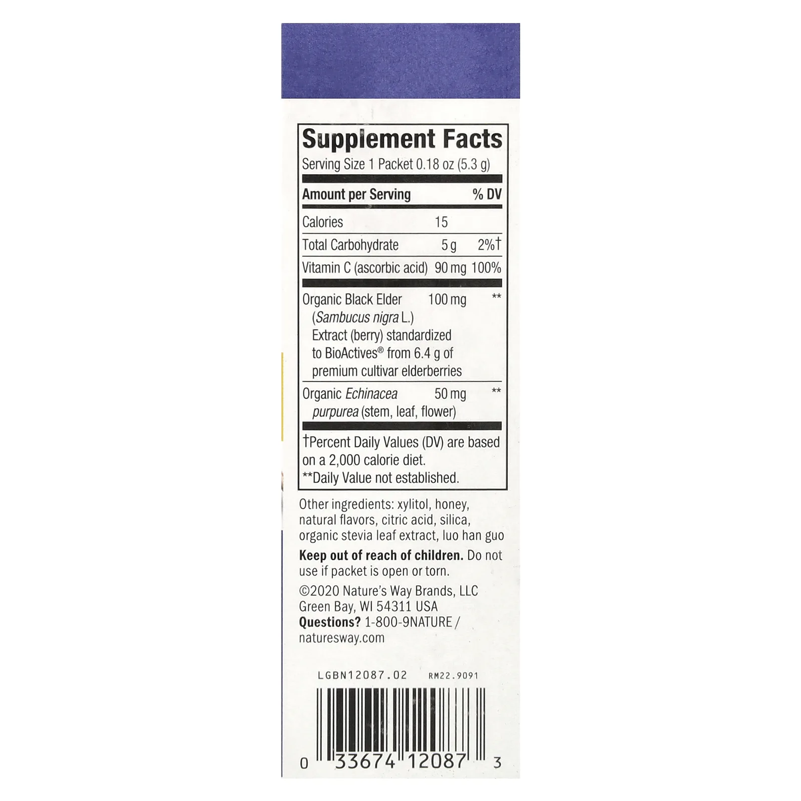 Nature's Way, Sambucus, смесь для приготовления горячих напитков, стандартизированная бузина, мед, лимон и ягоды, 10 пакетиков по 5,1 г (0,18 унции)