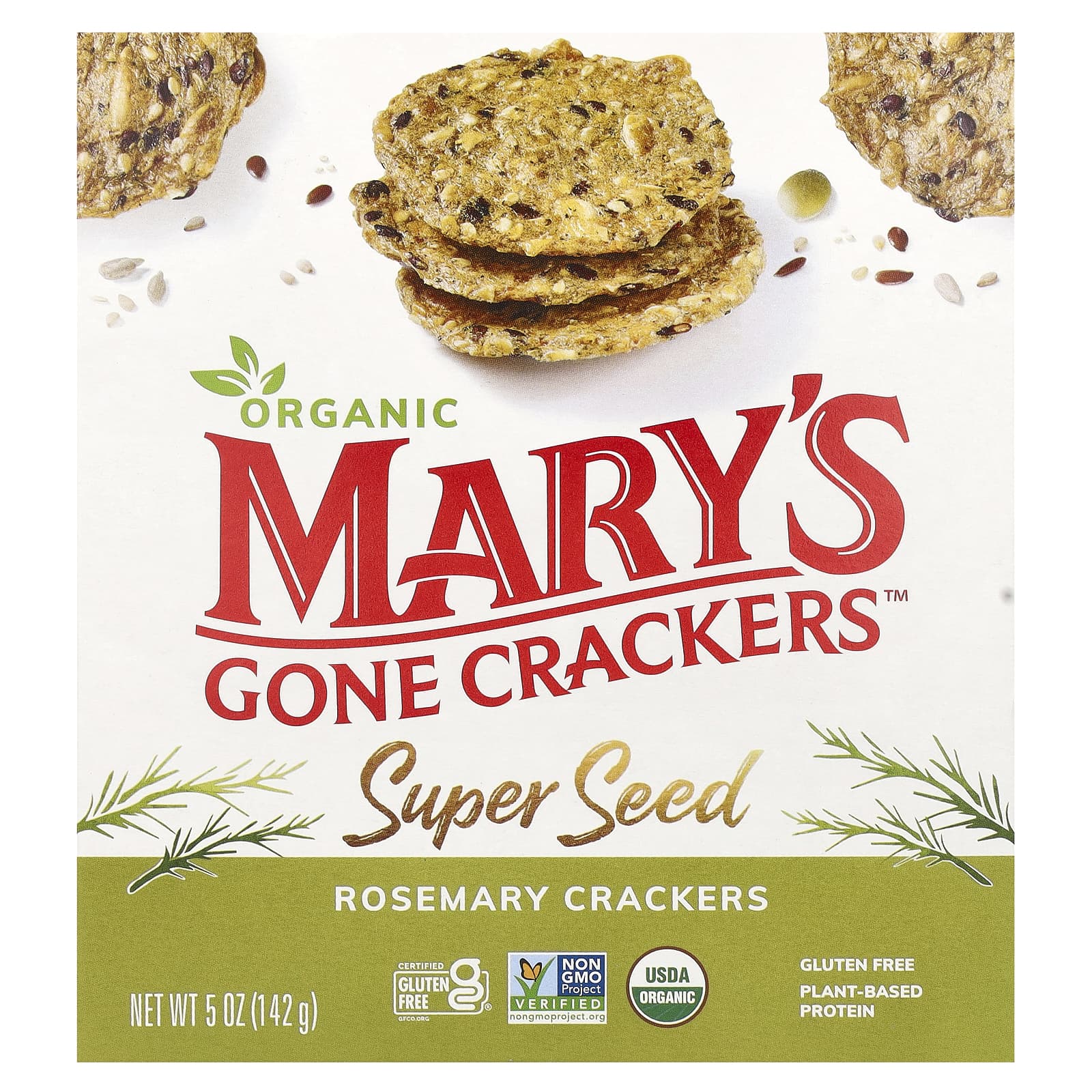 Mary's Gone Crackers, Super Seed, зерновые крекеры, розмарин, 141 г (5 унций)