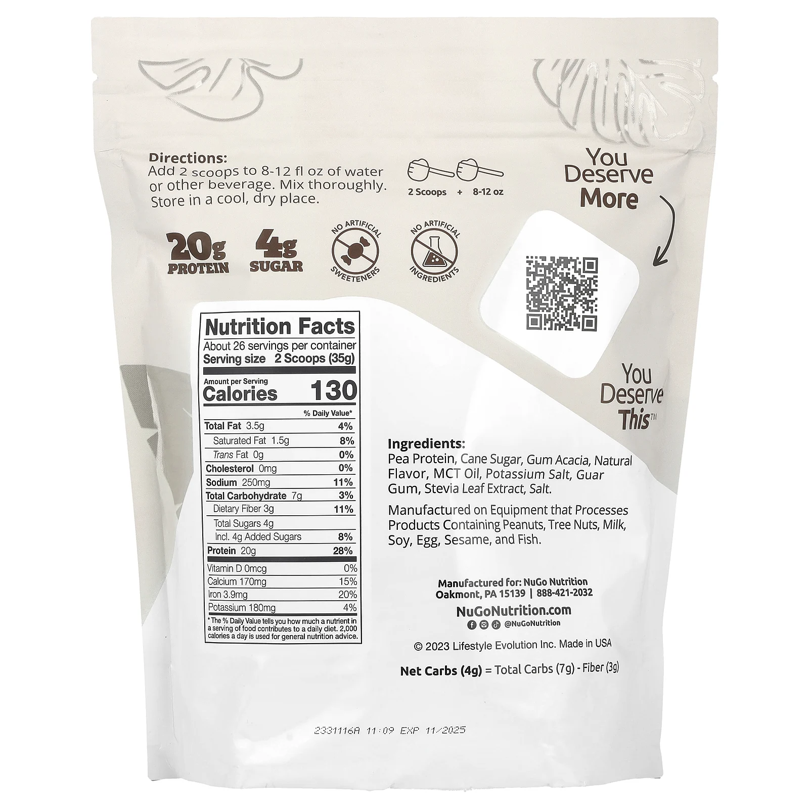 NuGo Nutrition, Растительный протеин, ваниль, 907 г (2 фунта)