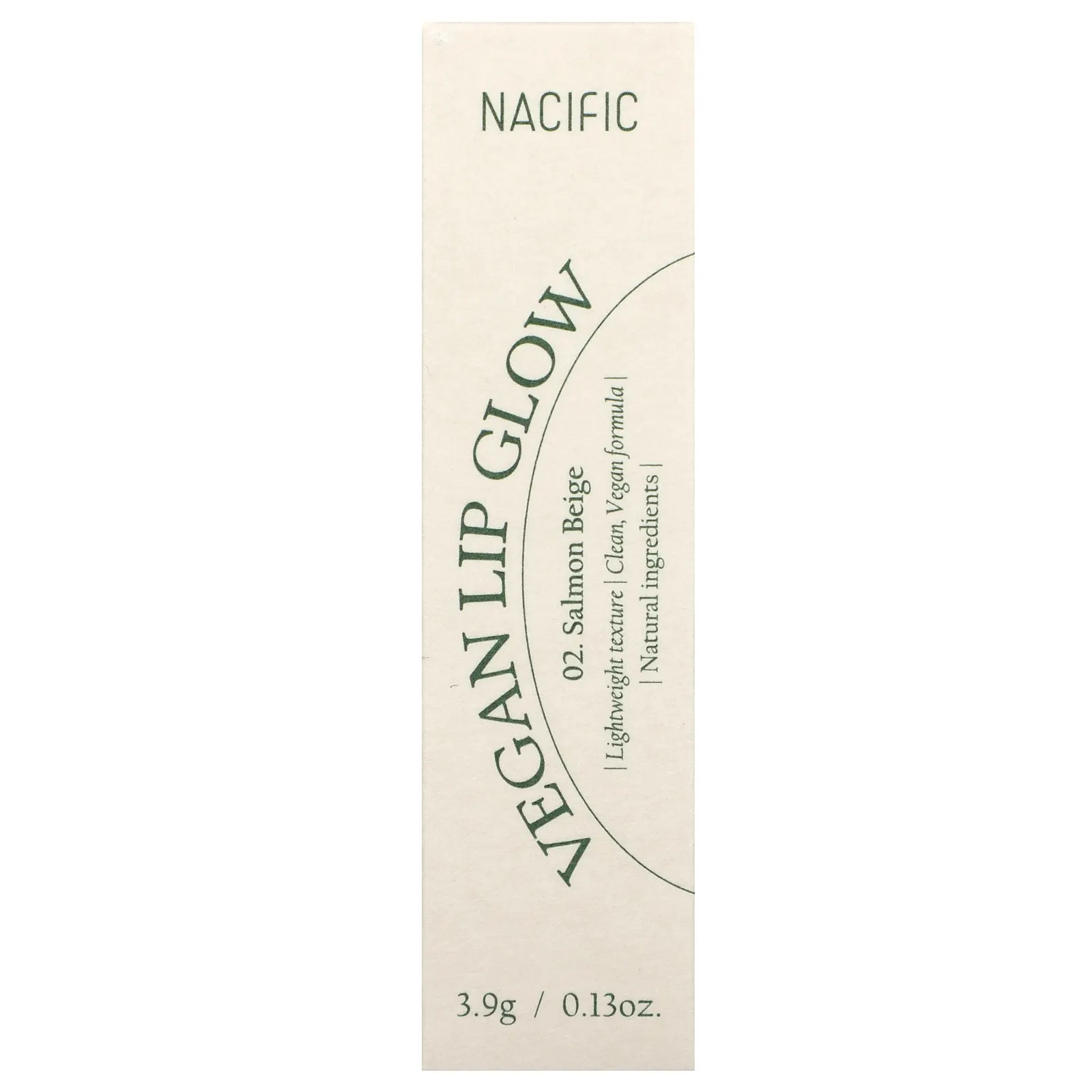 Nacific, Vegan Lip Glow, 02 лососевый бежевый, 3,9 г (0,13 унции)