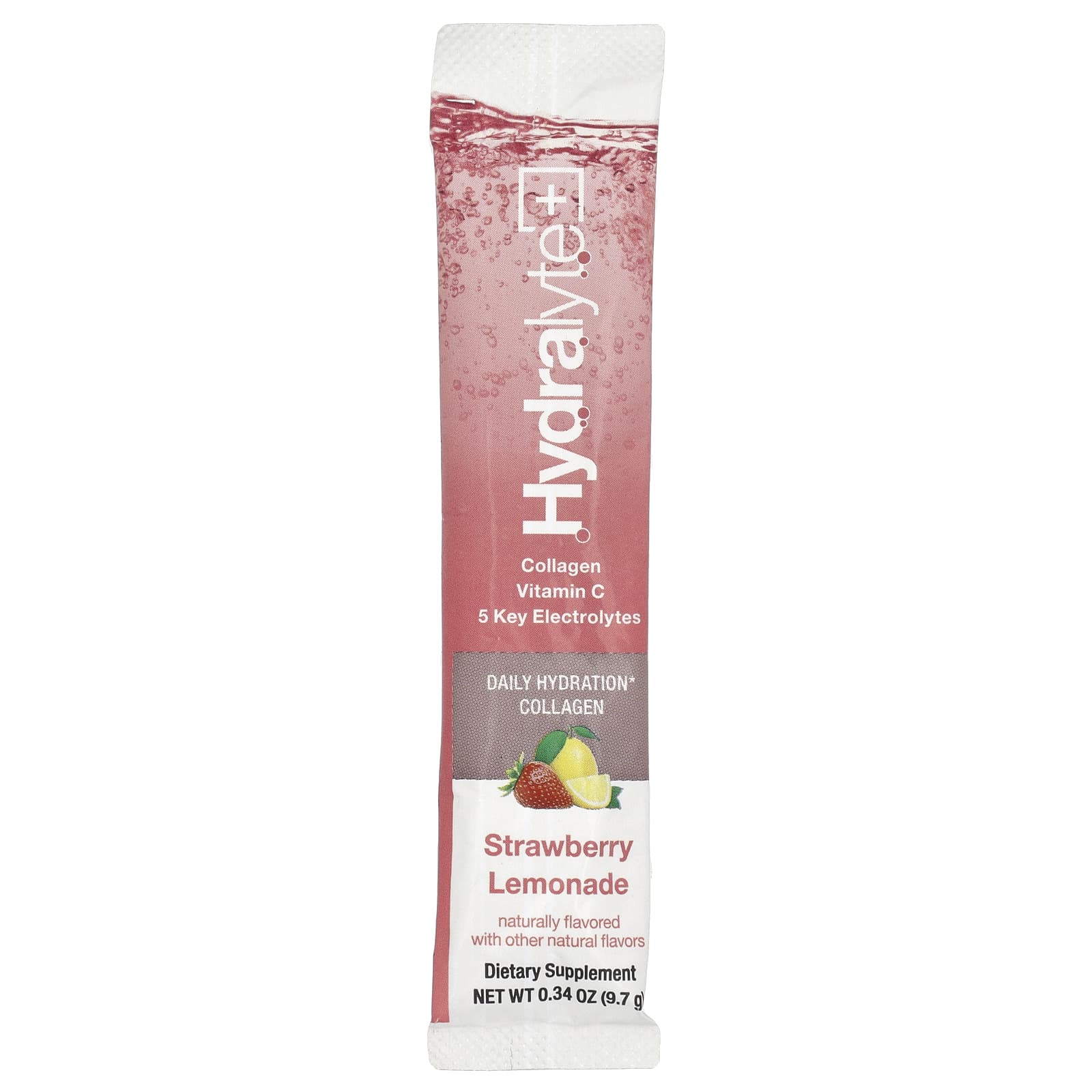 Hydralyte, Verisol Collagen, порошок с газированным электролитом, клубничный лимонад, 30 пакетиков по 9,7 г (0,34 унции)