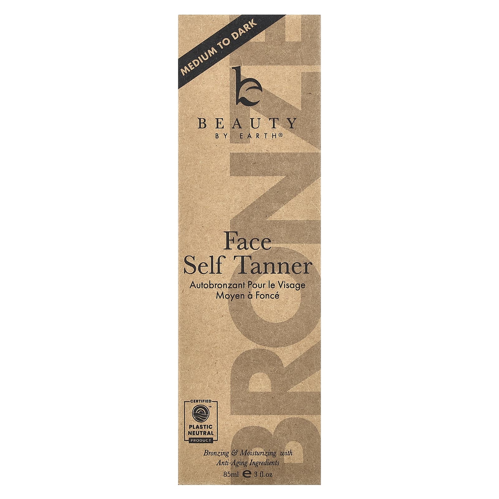 Beauty By Earth, автозагар, лосьон для загара для лица, степень загара от среднего до темного, 85 мл (3 жидк. унции)