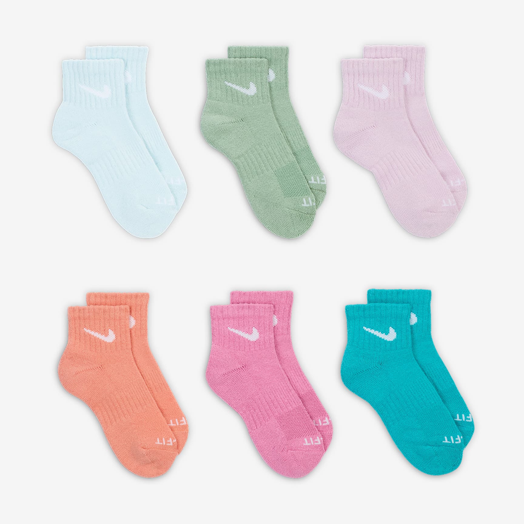 Nike Dri-FIT Performance Basics Little Kids' Quarter Socks (6 Pairs)