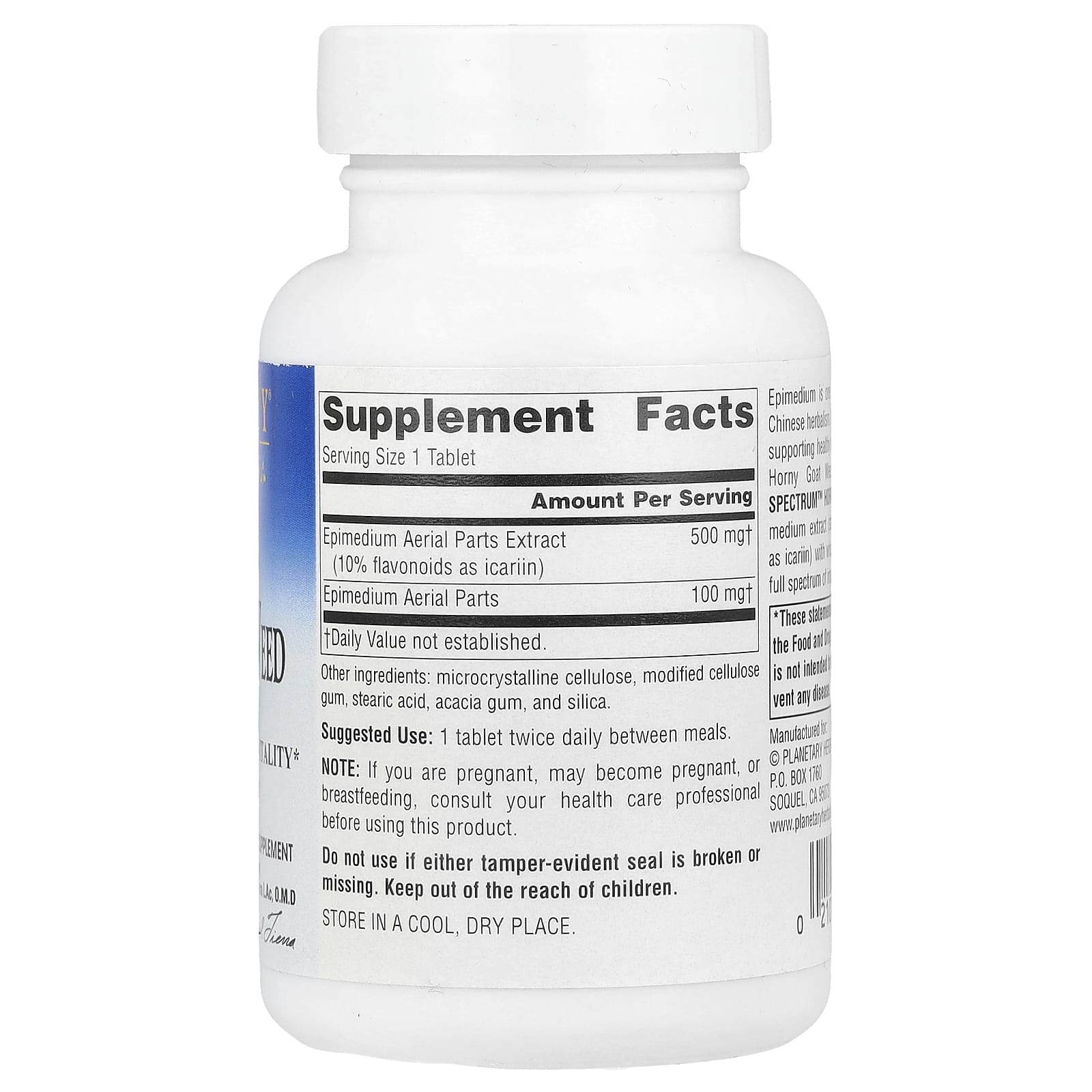 Planetary Herbals, Full Spectrum ™ Horny Goat Weed, 600 мг, 90 таблеток