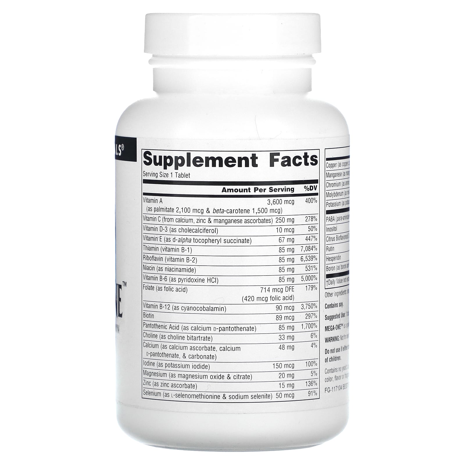 Source Naturals, Мультивитамины Mega-One без железа, 60 таблеток