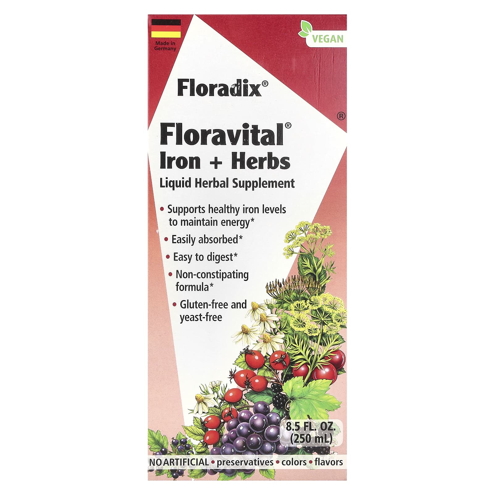Floradix, Floravital Iron + Herbs, 8,5 жидких унций (250 мл)