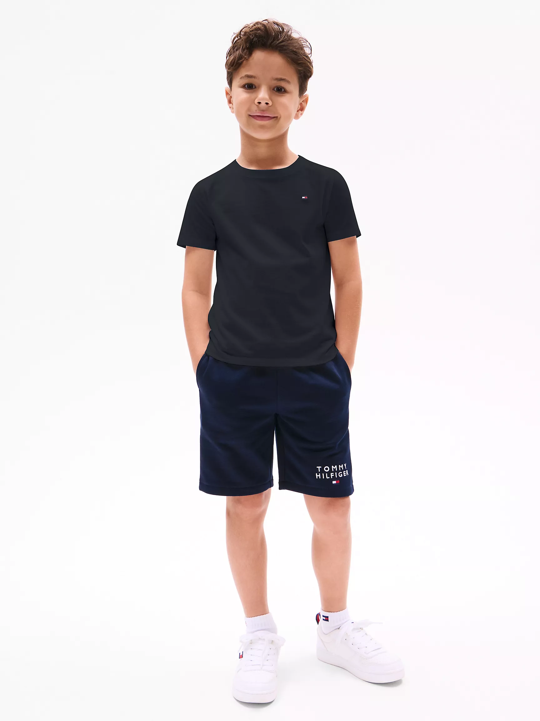 Футболка Tommy Hilfiger для мальчиков и девочек, Детская однотонная футболка с круглым вырезом