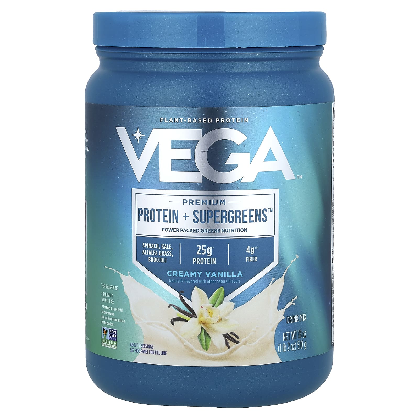 Vega, Premium, Protein + Supergreens™, сливочная ваниль, 510 г (1 фунт 2 унции)