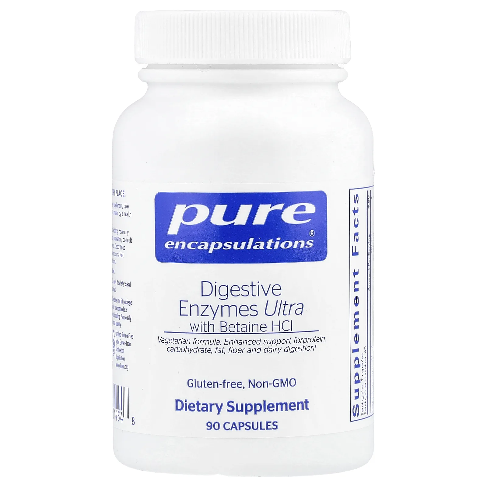 Pure Encapsulations, Пищеварительные ферменты с бетаином гидрохлоридом, 90 капсул