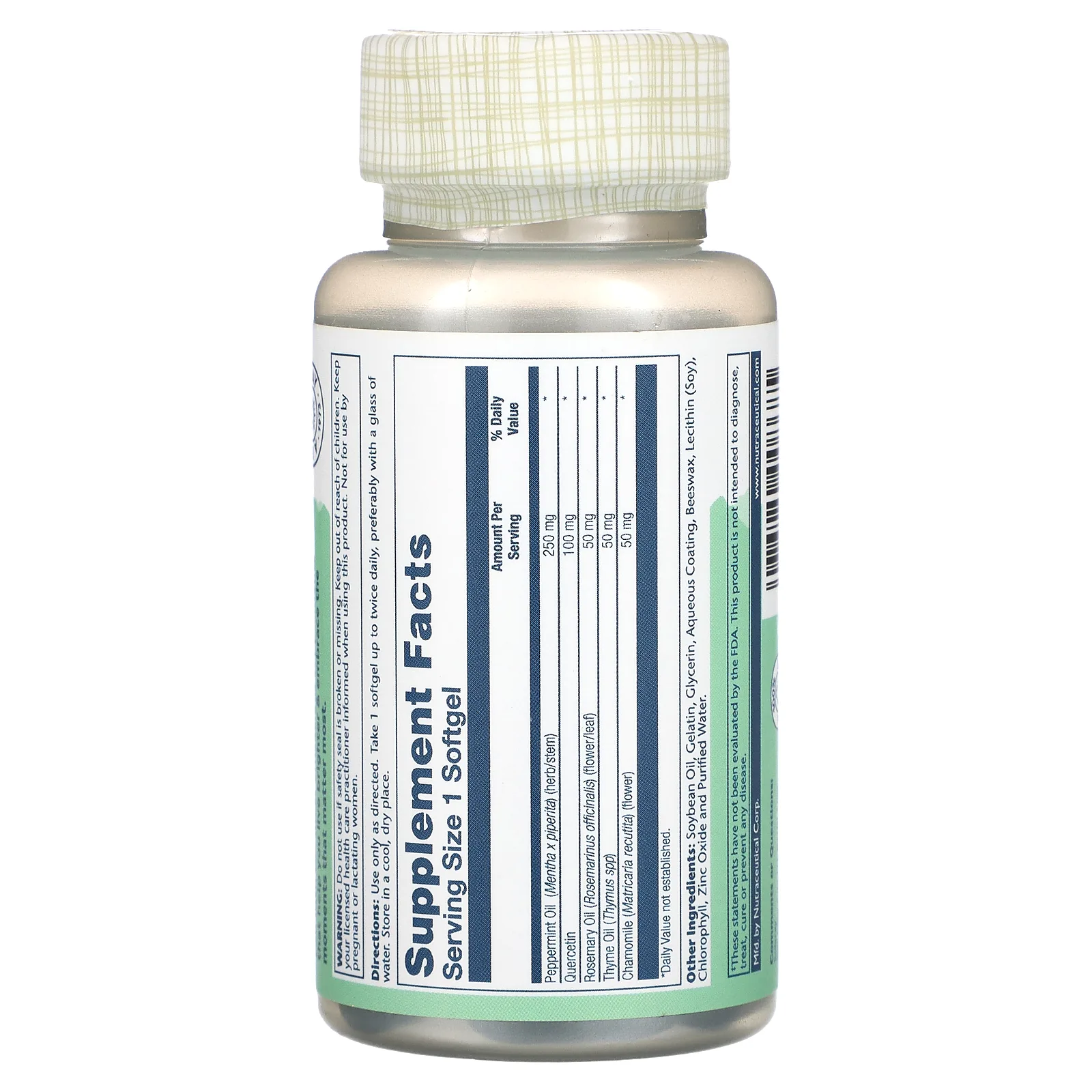 Solaray, Масло перечной мяты, 60 мягких таблеток