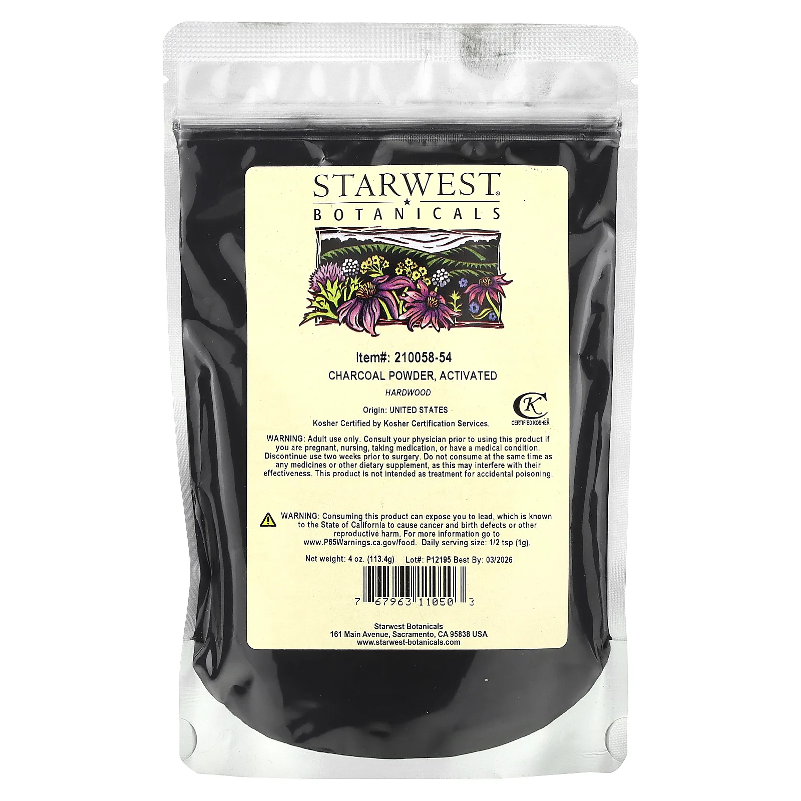 Starwest Botanicals, Активированный уголь в порошке, 113,4 г (4 унции)