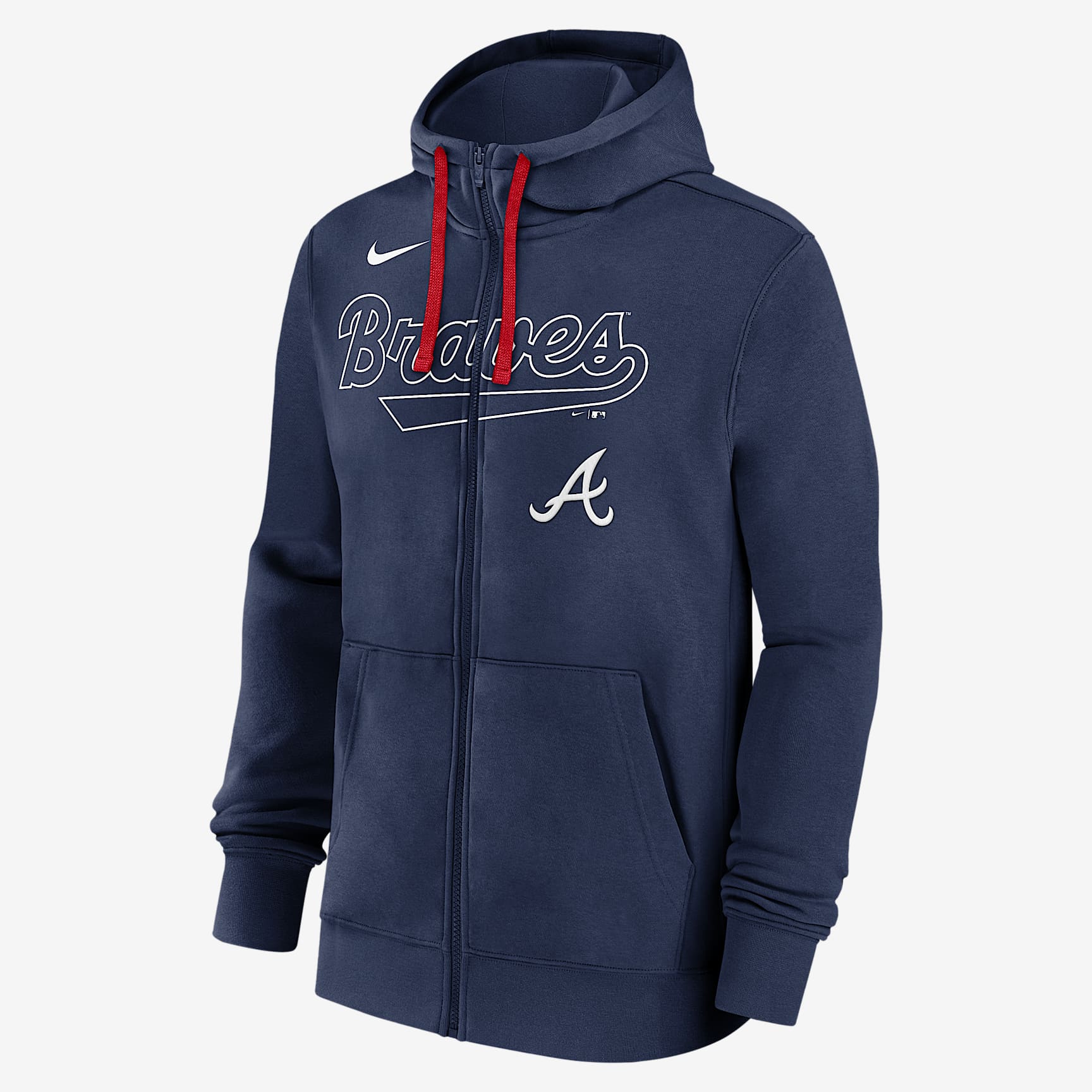 Atlanta Braves Knockout Script Men's Nike MLB Full-Zip Hoodie