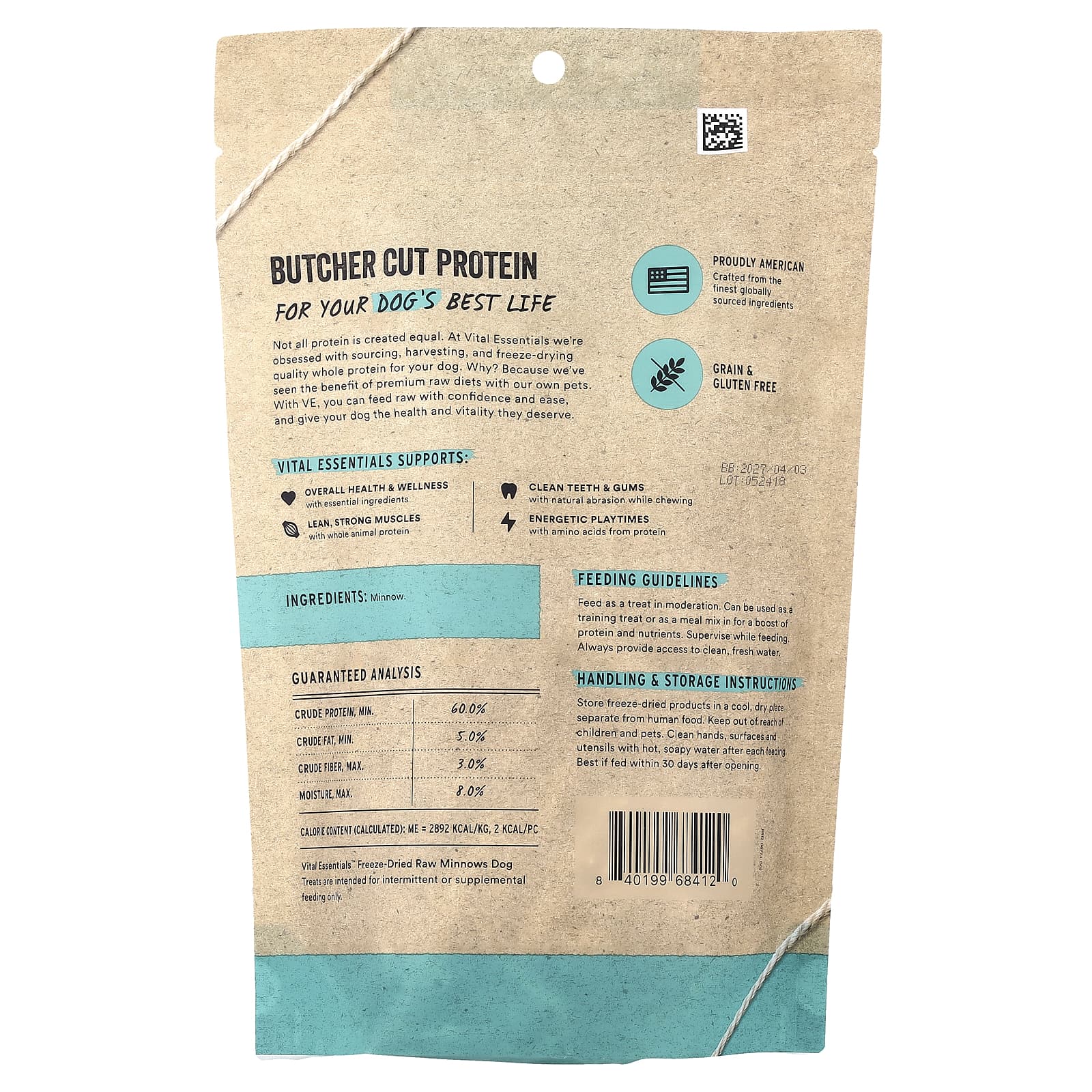 Vital Essentials, сублимированные необработанные лакомства для собак, со вкусом мелиссы, 70,9 г (2,5 унции)