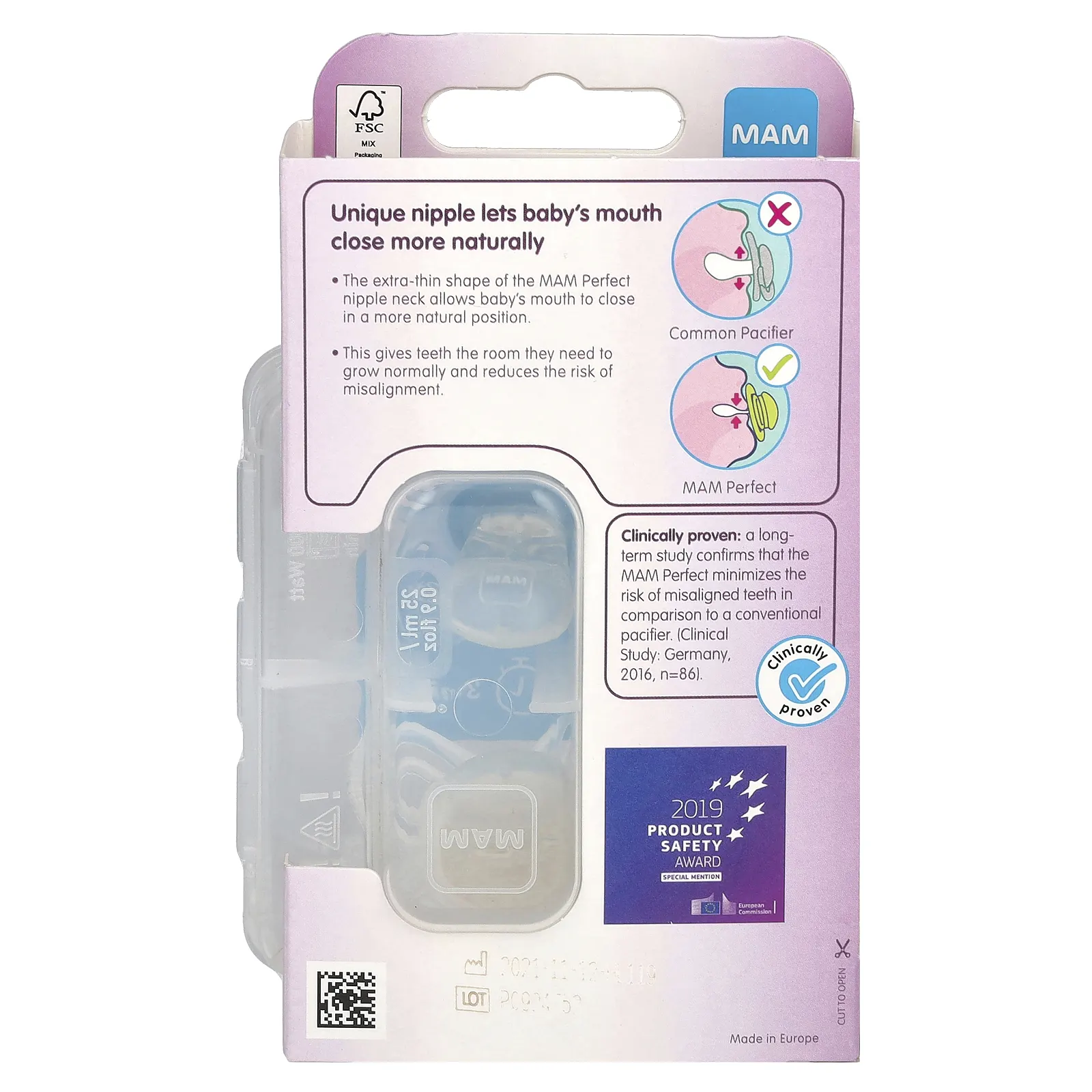 MAM, Perfect Pacifier, 0–3 месяца, для мальчиков, 2 шт.