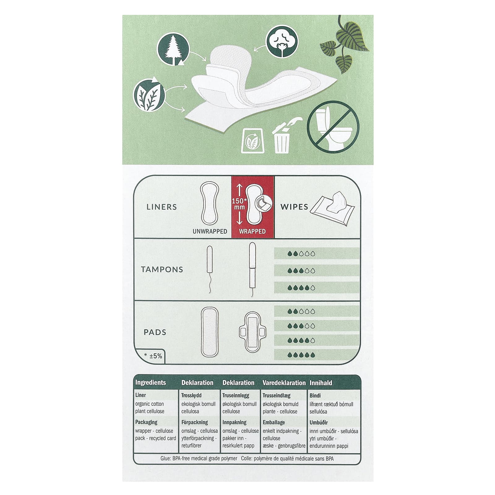Natracare, ежедневные прокладки, внешний слой из органического хлопка, обычные, 18 штук