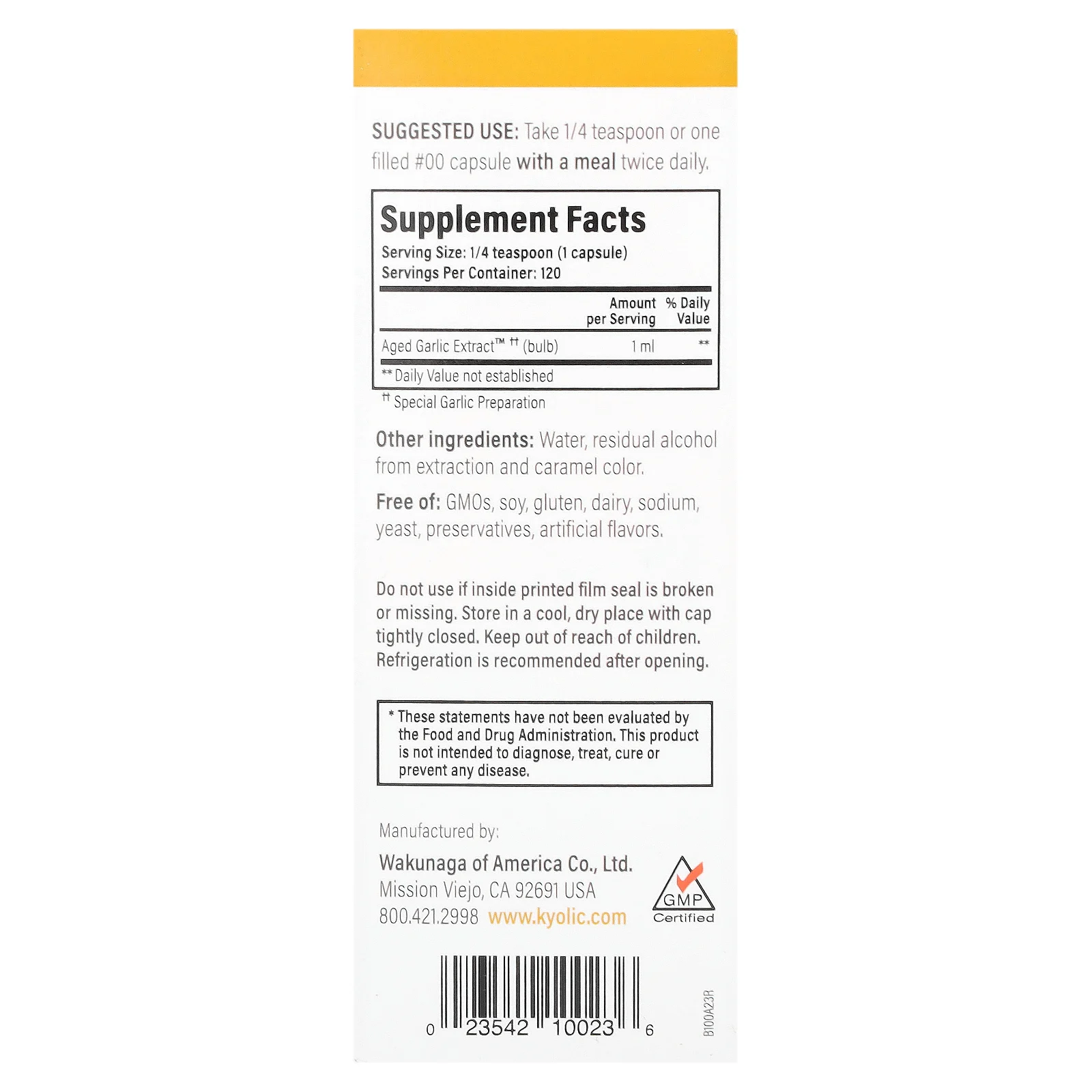 Kyolic, Экстракт выдержанного чеснока, для сердечно-сосудистой системы, жидкий, 2 флакона по 60 мл (2 жидк. Унции)