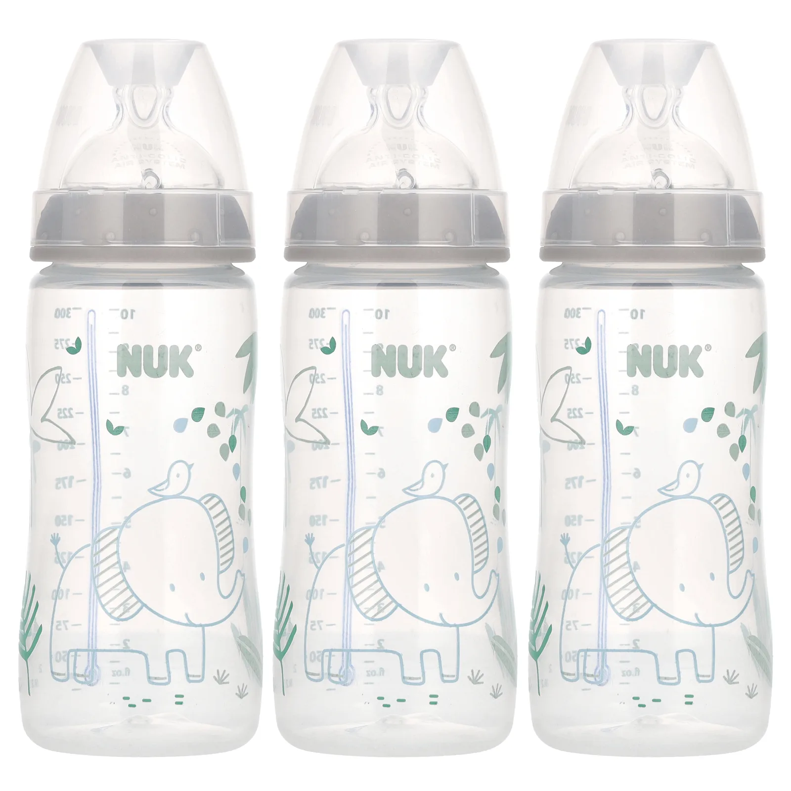 NUK, Smooth Flow, антиколиковый флакон, для детей от 0 месяцев, 3 флакона по 300 мл (10 унций)