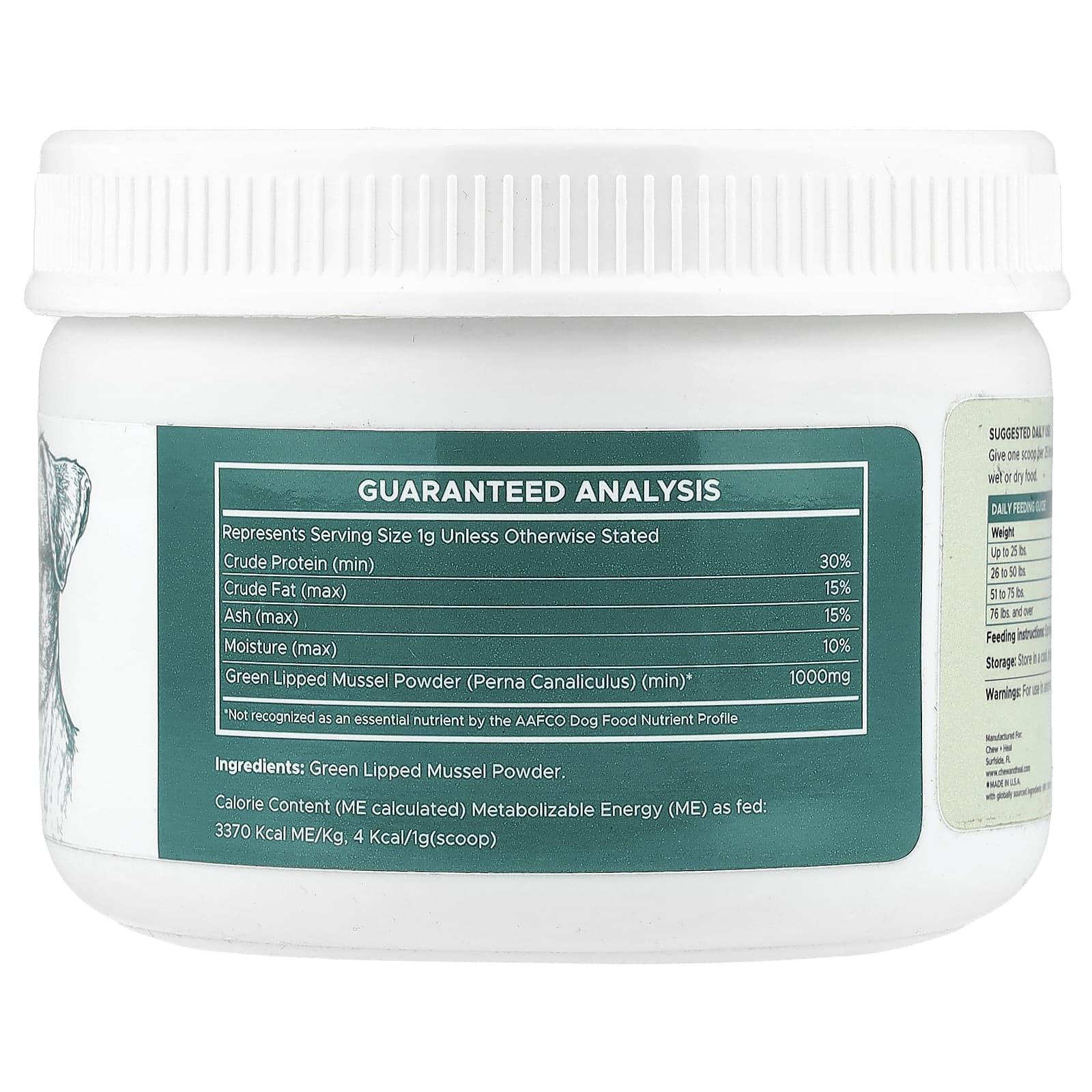 Chew + Heal, порошок из зеленых мидий, для собак, 170 г (6 унций)