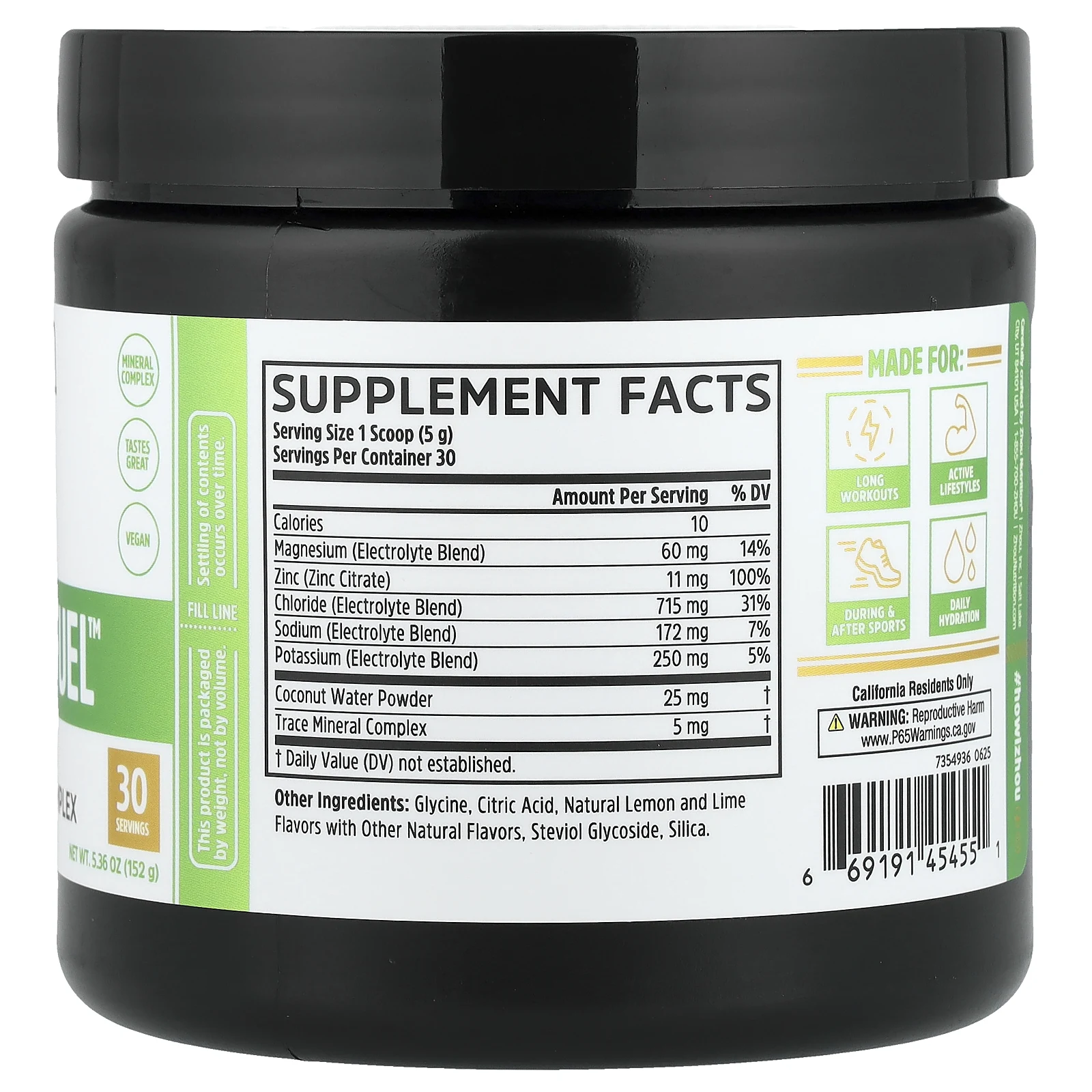 Zhou Nutrition, Hydro-Fuel™, улучшенный комплекс электролитов, лимон и лайм, 152 г (5,36 унции)