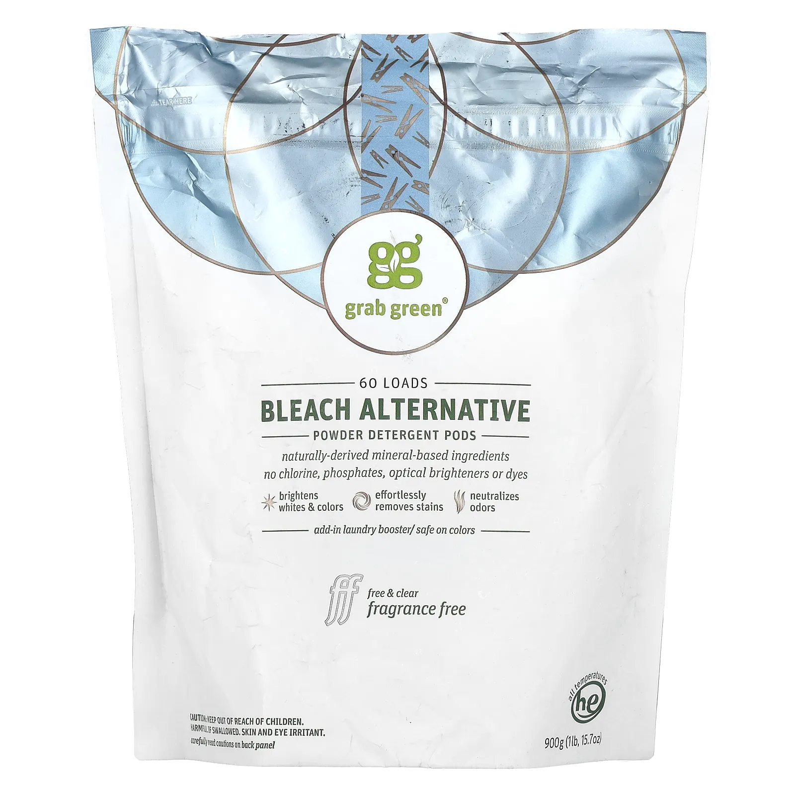 Grab Green, Отбеливатель Bleach Alternative, без отдушки, 60 порций, 2 фунта 4 унции (1080 г)