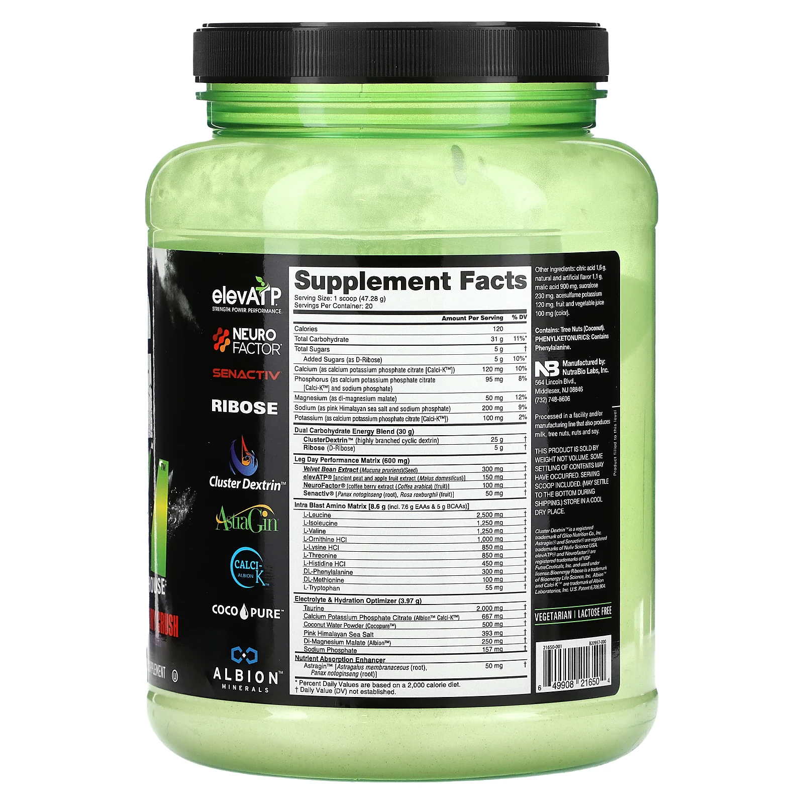 NutraBio, Intra Fuel Leg Day, Grape Berry Crush, 946 г (2,08 фунта)