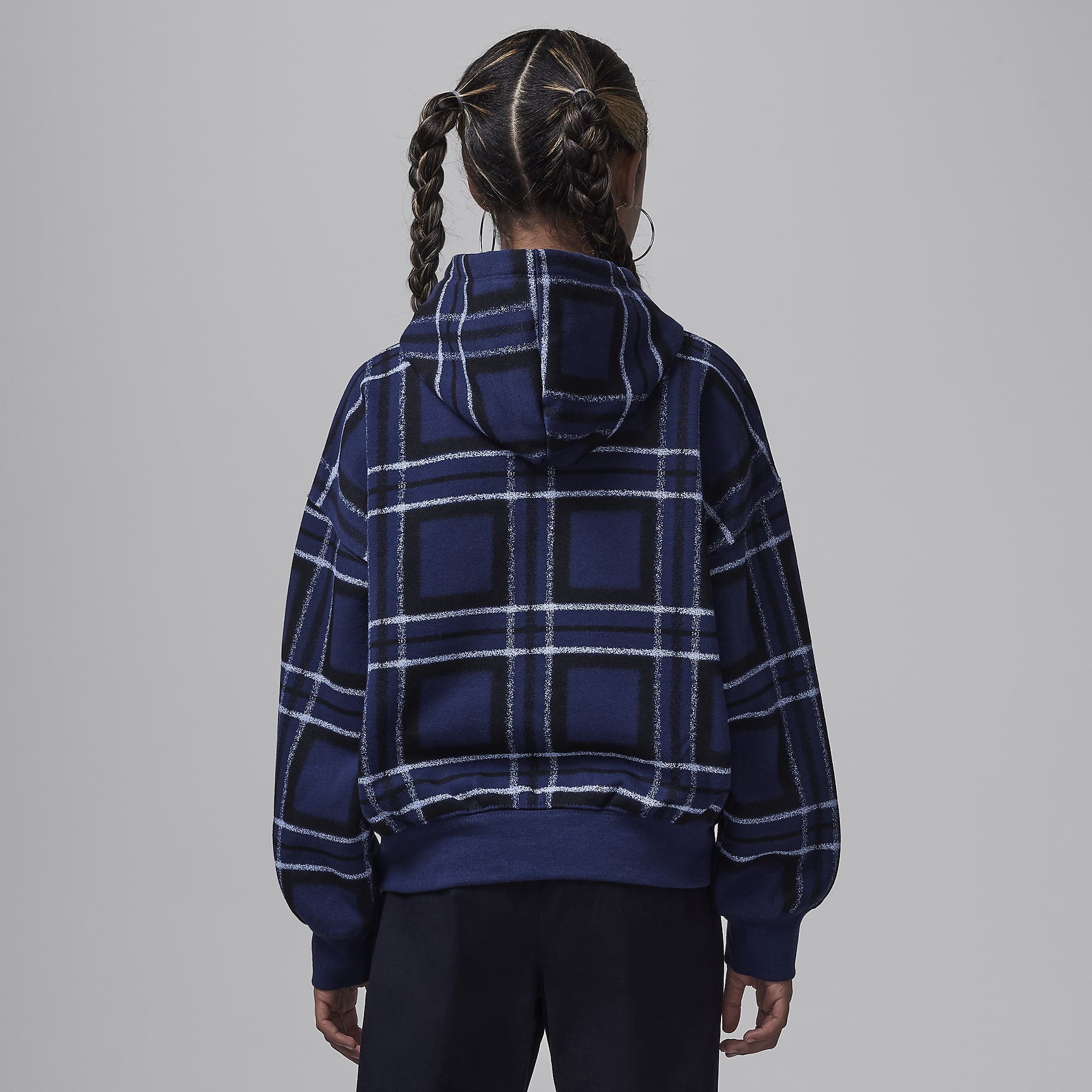 Jordan Brooklyn Essentials Big Kids' Plaid Print Pullover Hoodie