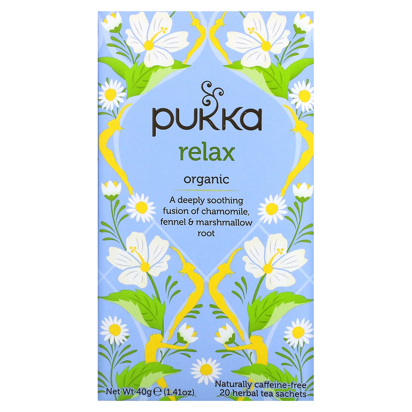 Pukka Herbs, Органический травяной чай, Relax, без кофеина, 20 пакетиков, 40 г (1,41 унции)