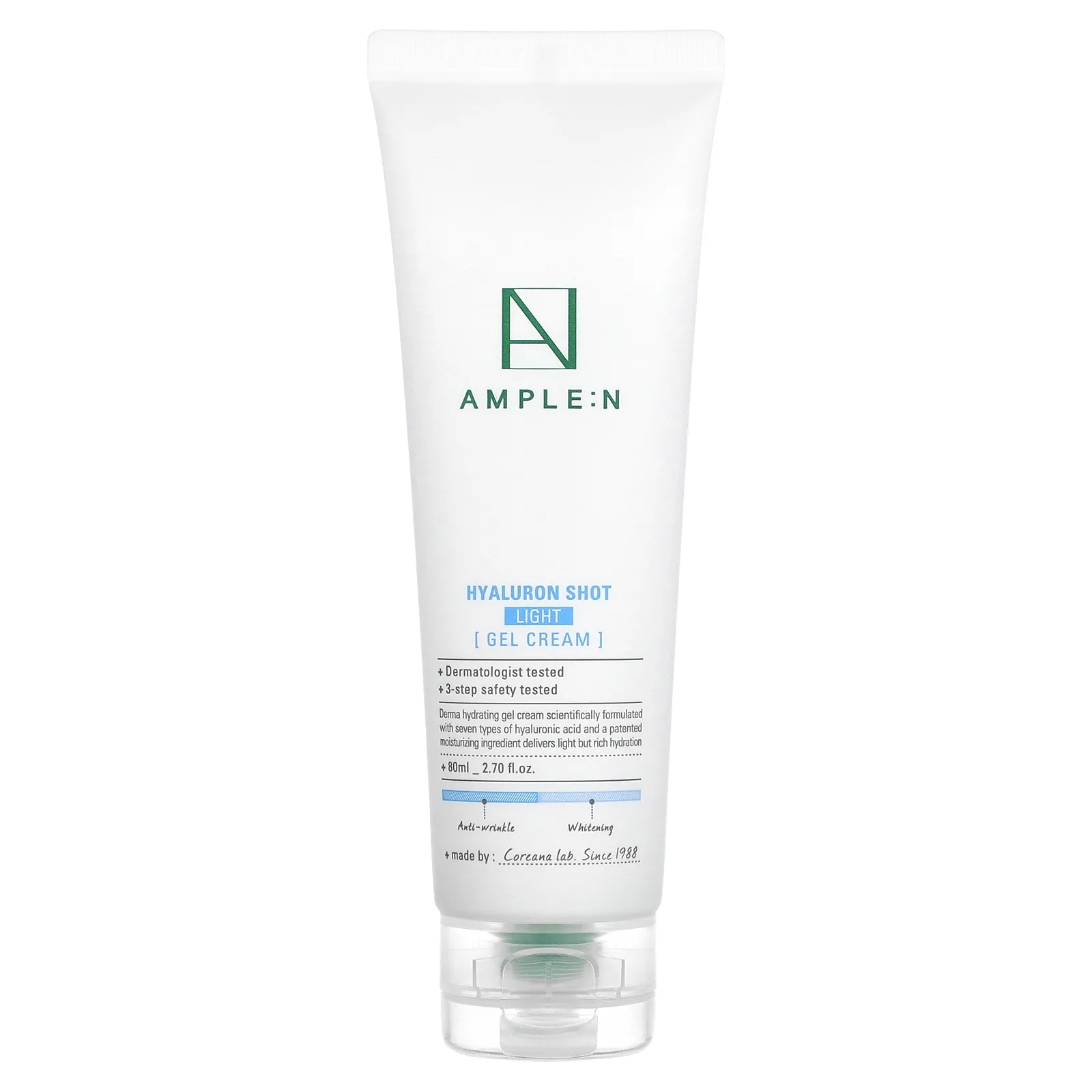 AMPLE:N, Hyaluron Shot, гель-крем, светлый, 80 мл (2,70 жидк. Унции)