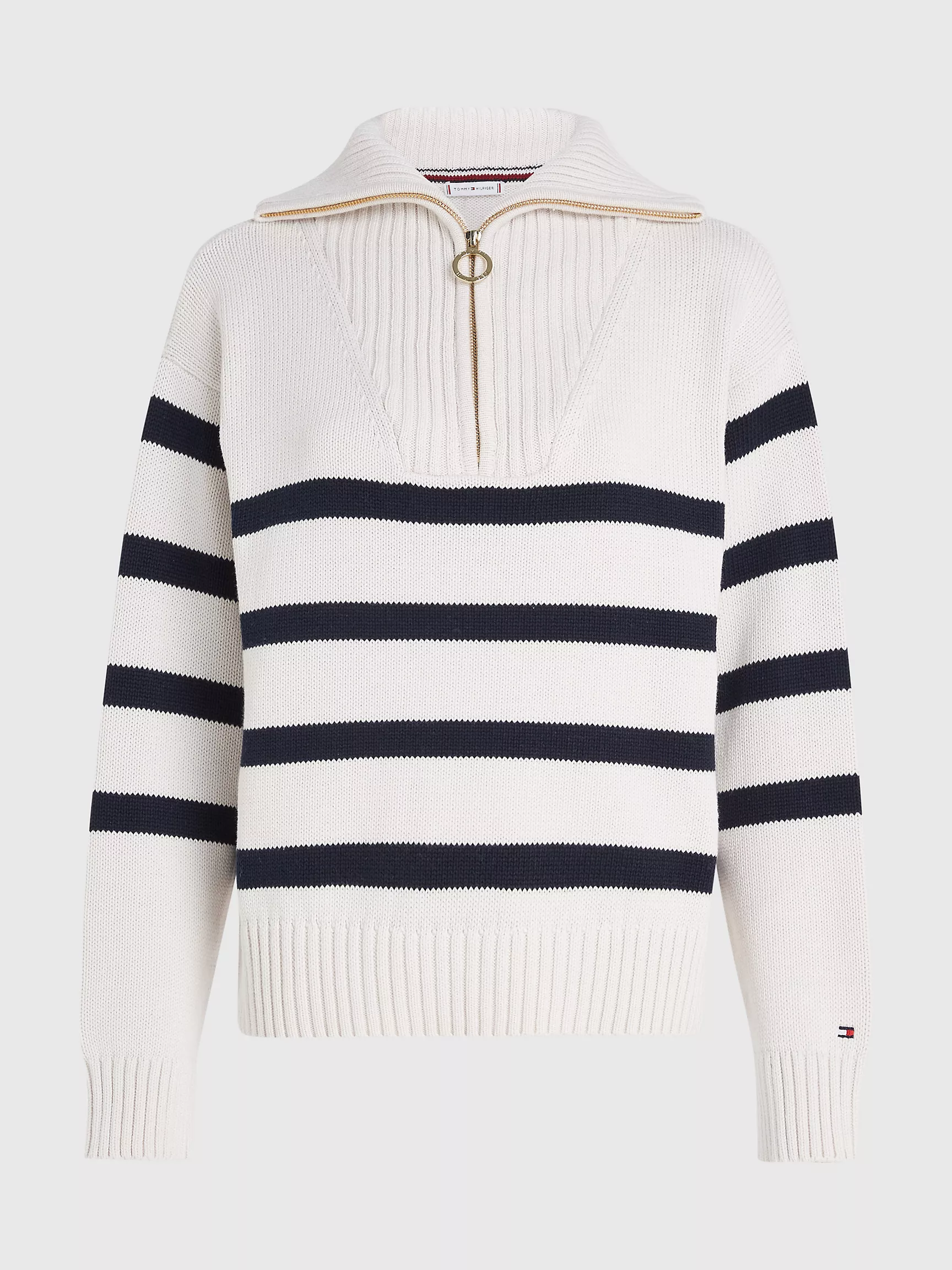 Женский свитер Tommy Hilfiger, Свитер с молнией на четверть длины и полосками Curve