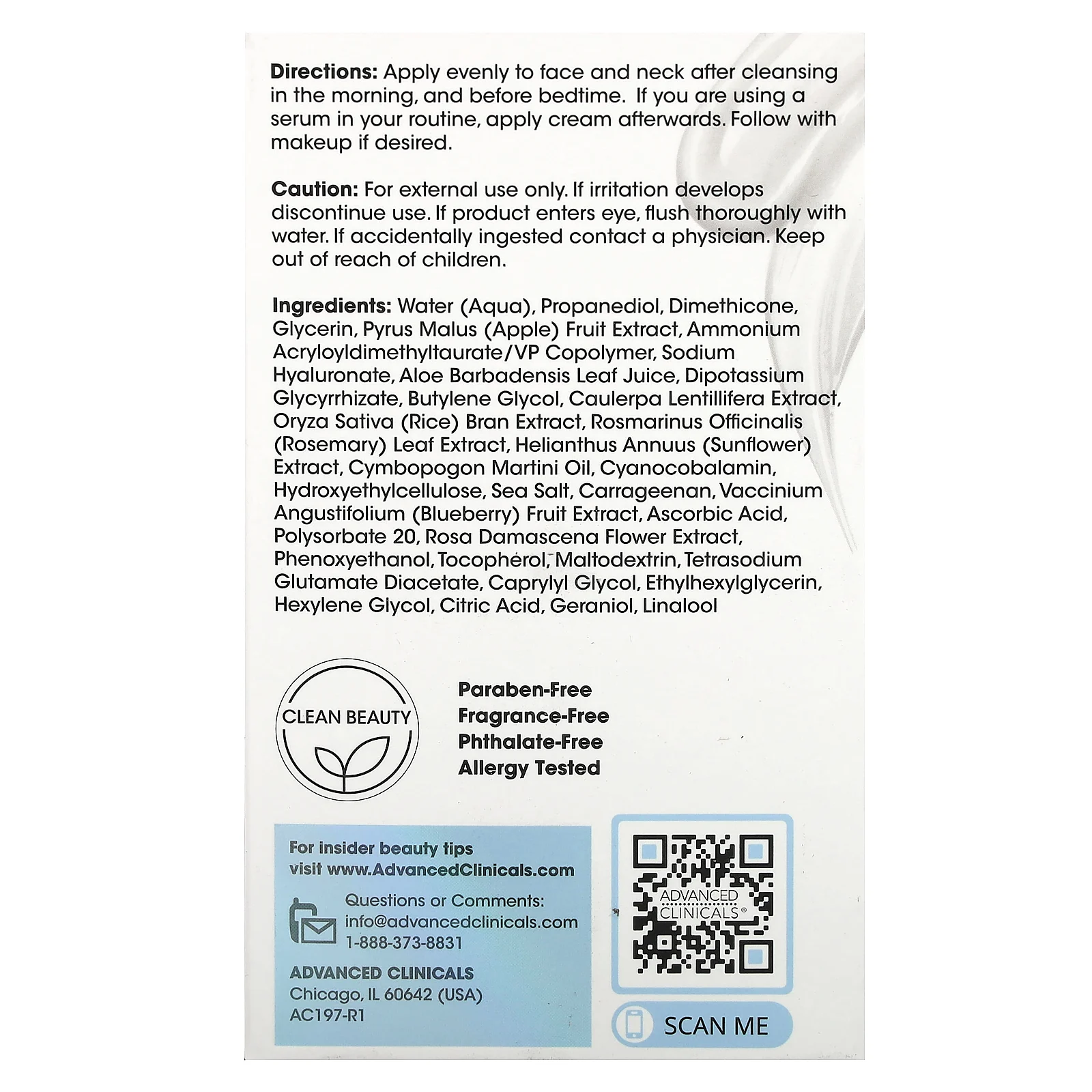 Advanced Clinicals, Moisture Boost Hyaluronic, крем-гель для очень сухой кожи, 2 жидк. унция (2 жидк. унции)