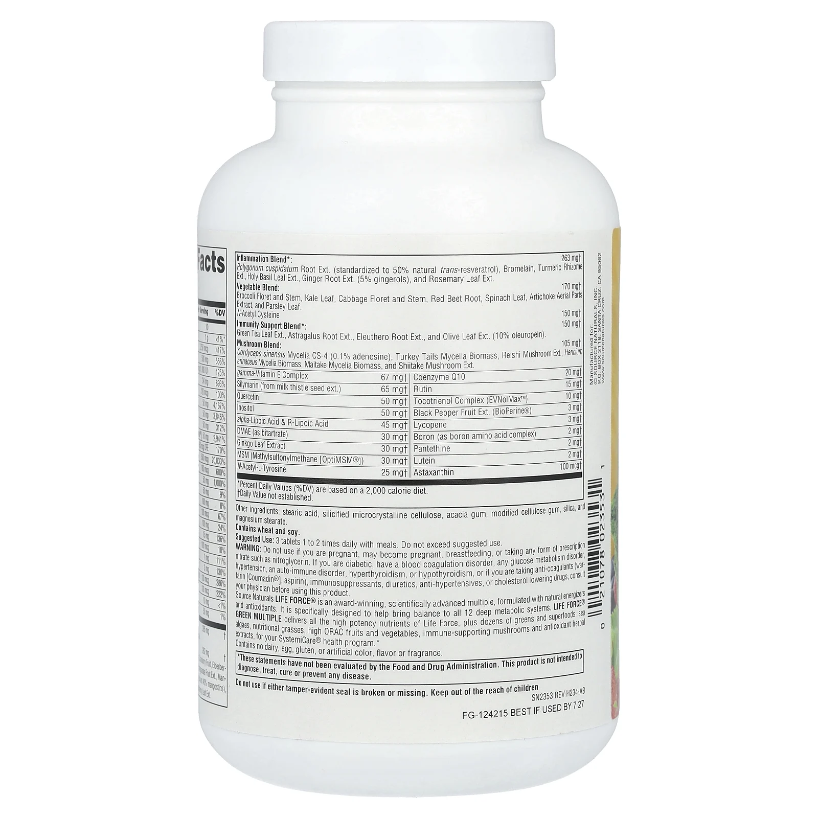 Source Naturals, Life Force, Green Multiple, 180 таблеток