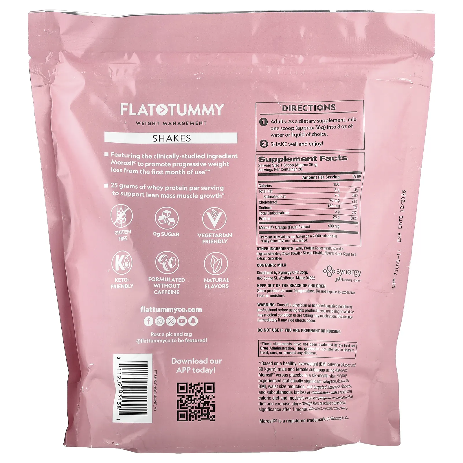 Flat Tummy, коктейли, натуральный шоколад, 720 г (1,6 фунта)