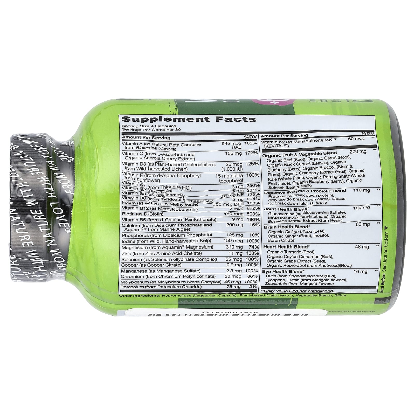 NATURELO, мультивитамины из цельных продуктов для женщин старше 50 лет, 120 вегетарианских капсул