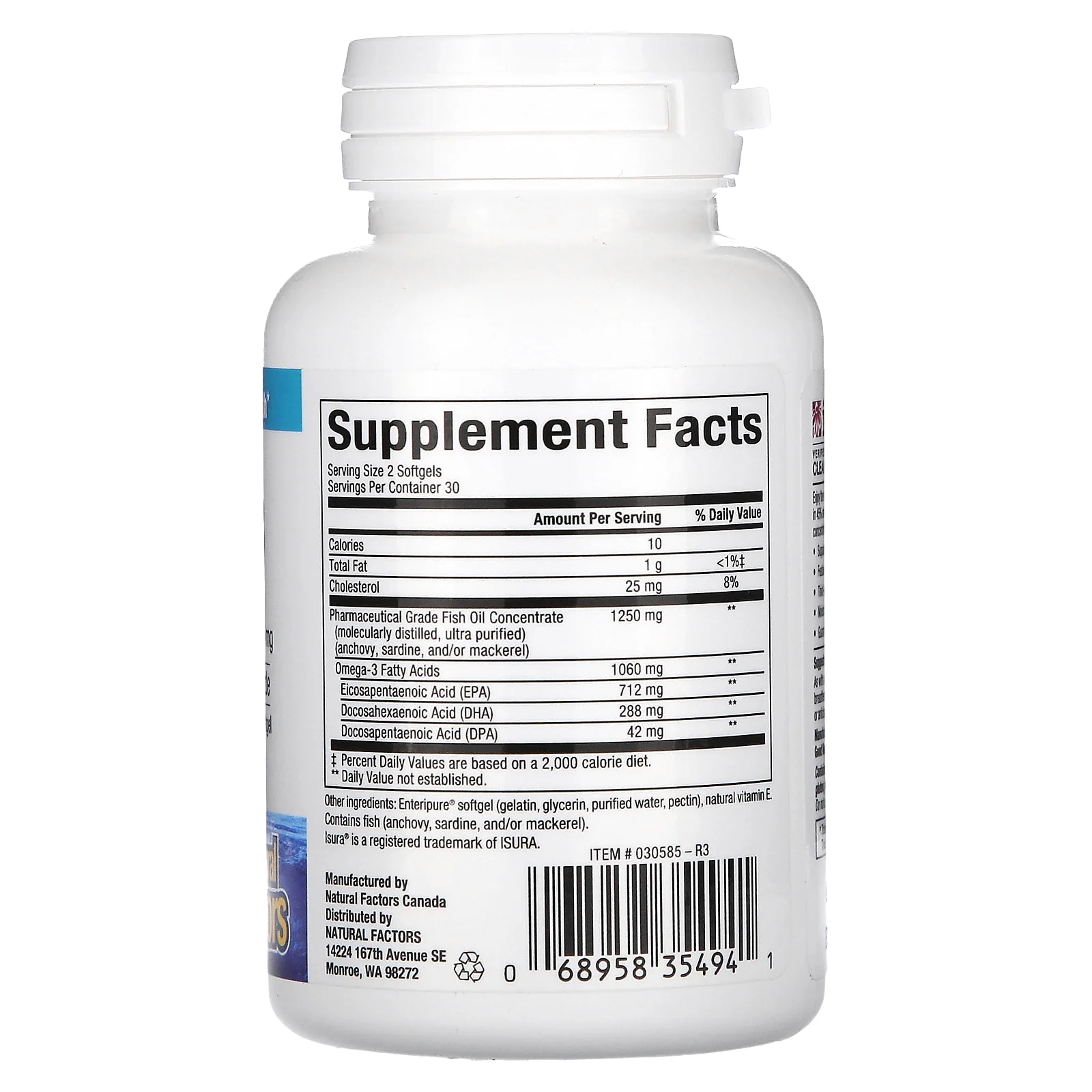 Natural Factors, Rx Omega-3 в мини-капсулах, омега-3, 1060 мг, 60 капсул (530 мг в 1 капсуле)