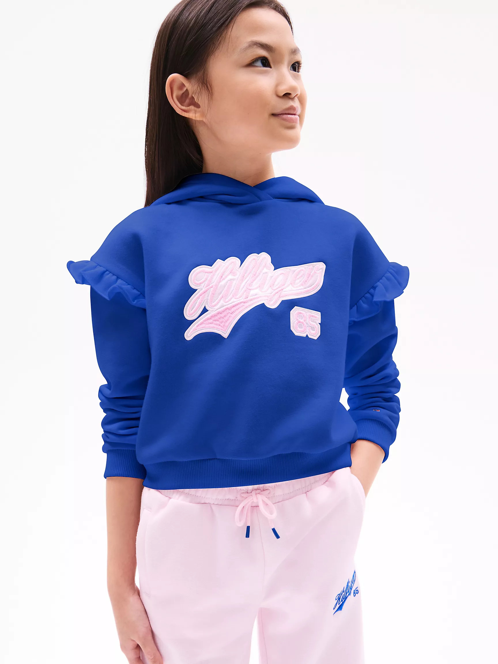Худи для девочек Tommy Hilfiger, Детское худи с рюшами и логотипом Hilfiger Script