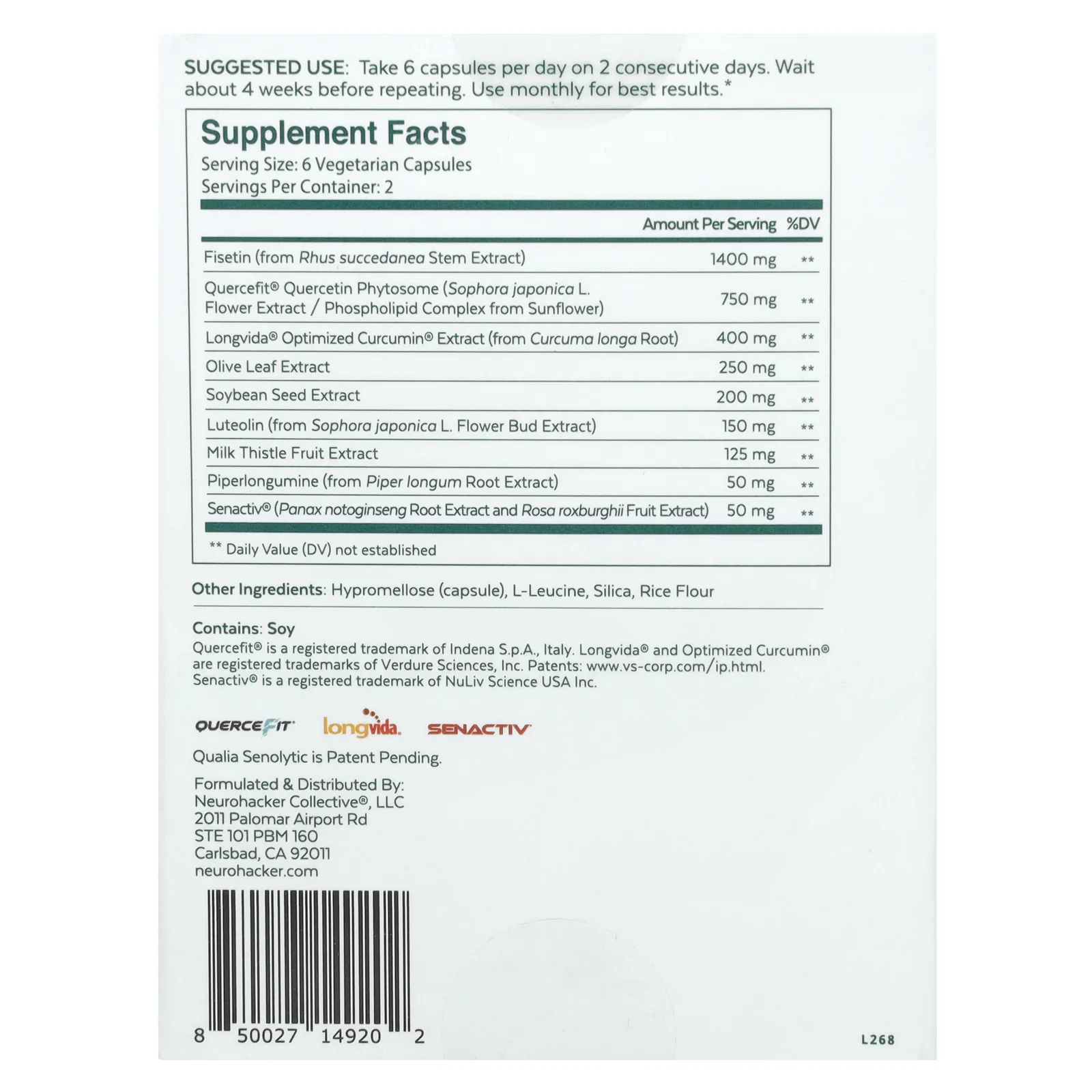 Qualia, Senolytic™, 12 Capsules