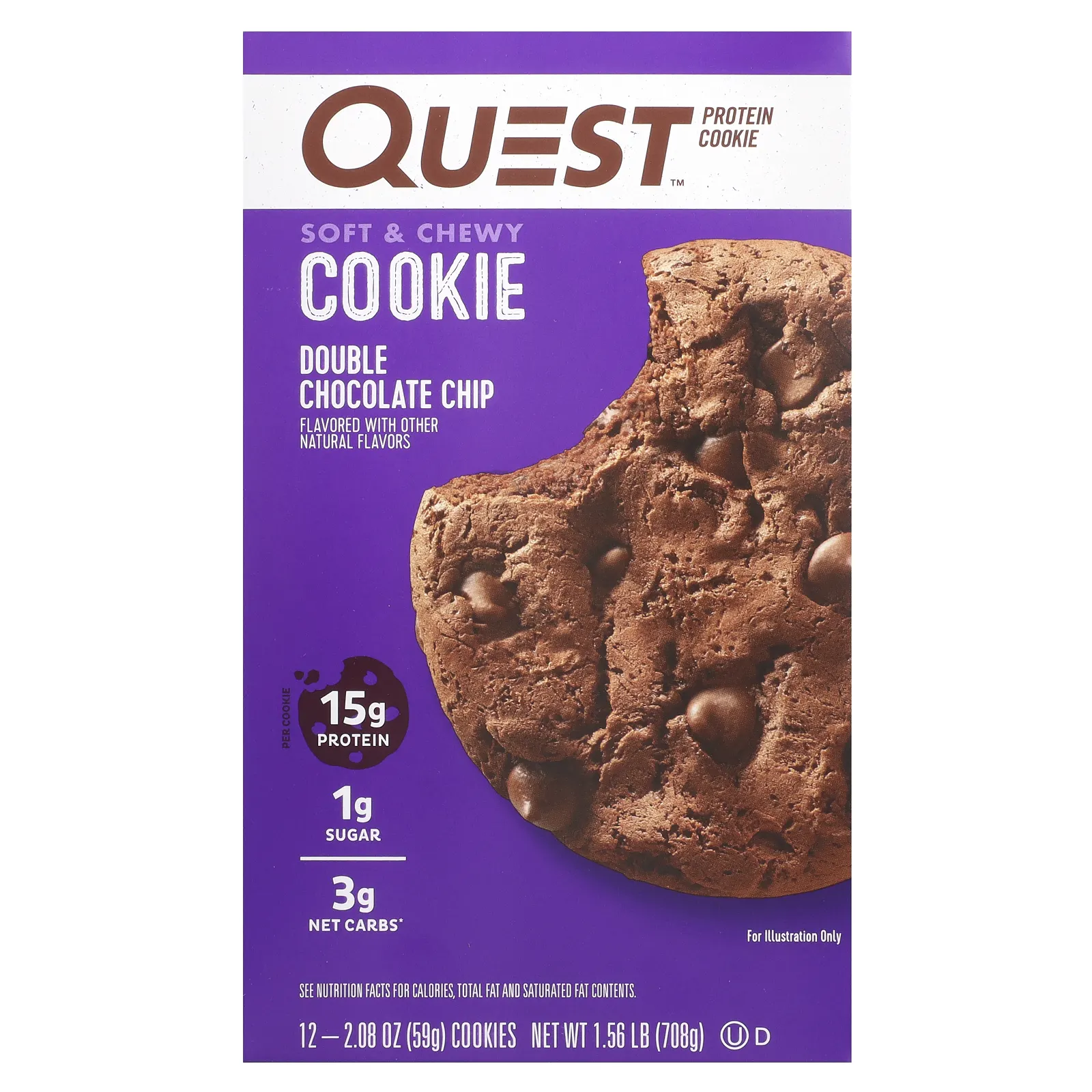 Quest Nutrition, Protein Cookie, двойная шоколадная крошка, 12 пакетиков, 59 г (2,08 унции)
