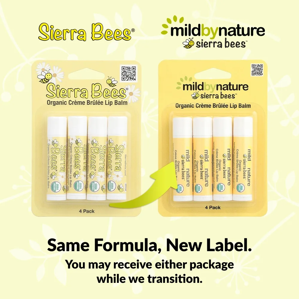 Mild By Nature, Sierra Bees™, органические бальзамы для губ, крем-брюле, 4 шт. по 4,25 г (0,15 унции)
