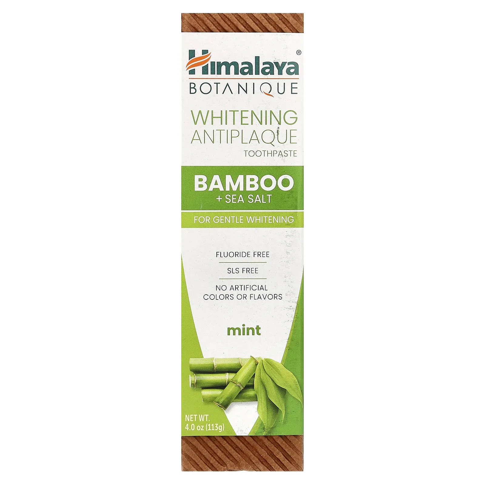 Himalaya, Отбеливающая зубная паста против зубного налета, бамбук и морская соль, мята, 113 г (4,0 унции)