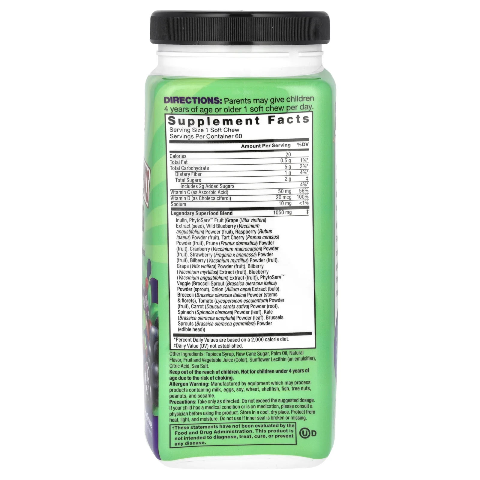 Force Factor, Для детей, Super Chews Superfoods, очень ягодный виноград, 60 жевательных таблеток