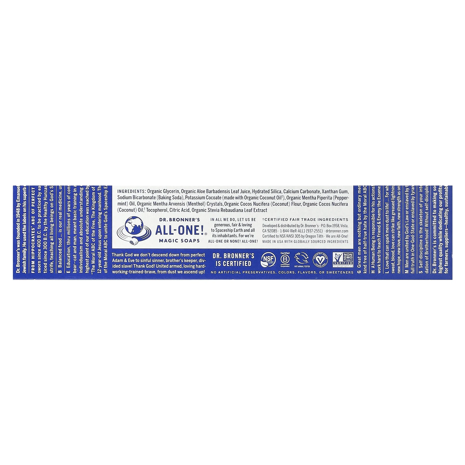 Dr. Bronner's, All-One Toothpaste, перечная мята, 140 г (5 унций)