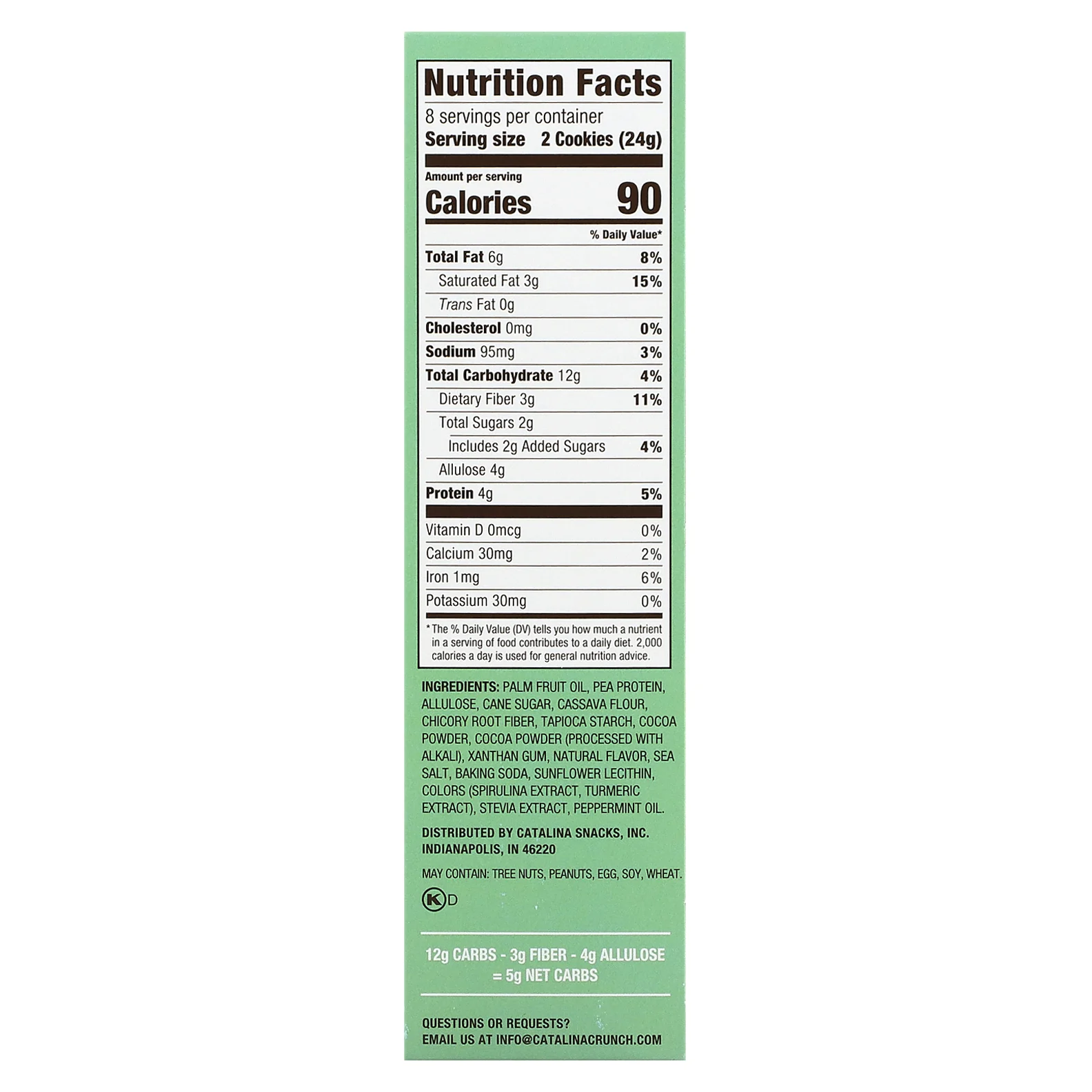 Catalina Crunch, кетодиета, печенье-сэндвич, со вкусом шоколада и мяты, 16 шт., 193 г (6,8 унции)