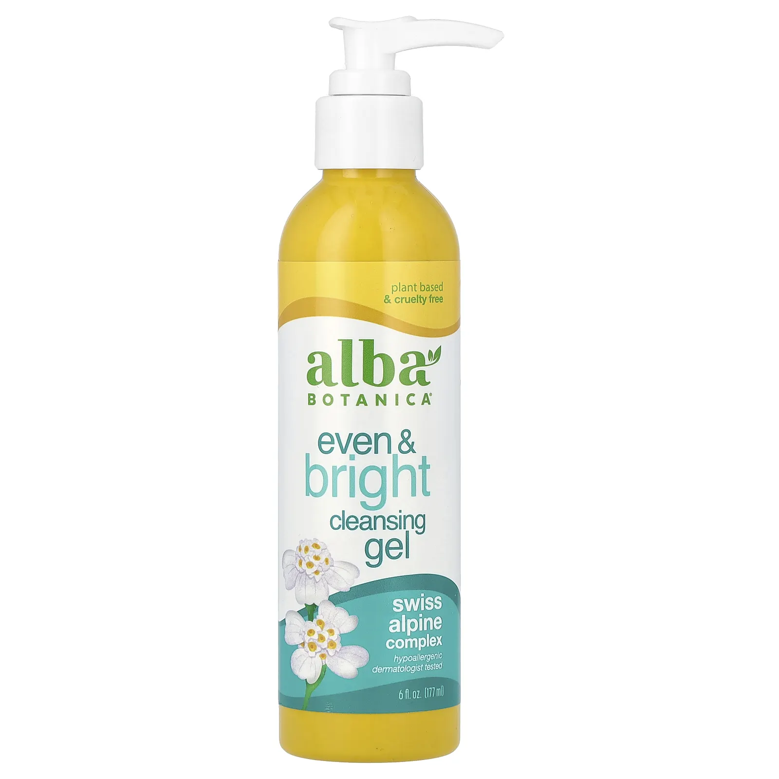Alba Botanica, Даже & Bright, очищающий гель, швейцарский альпийский комплекс, 177 мл (6 жидк. унций)