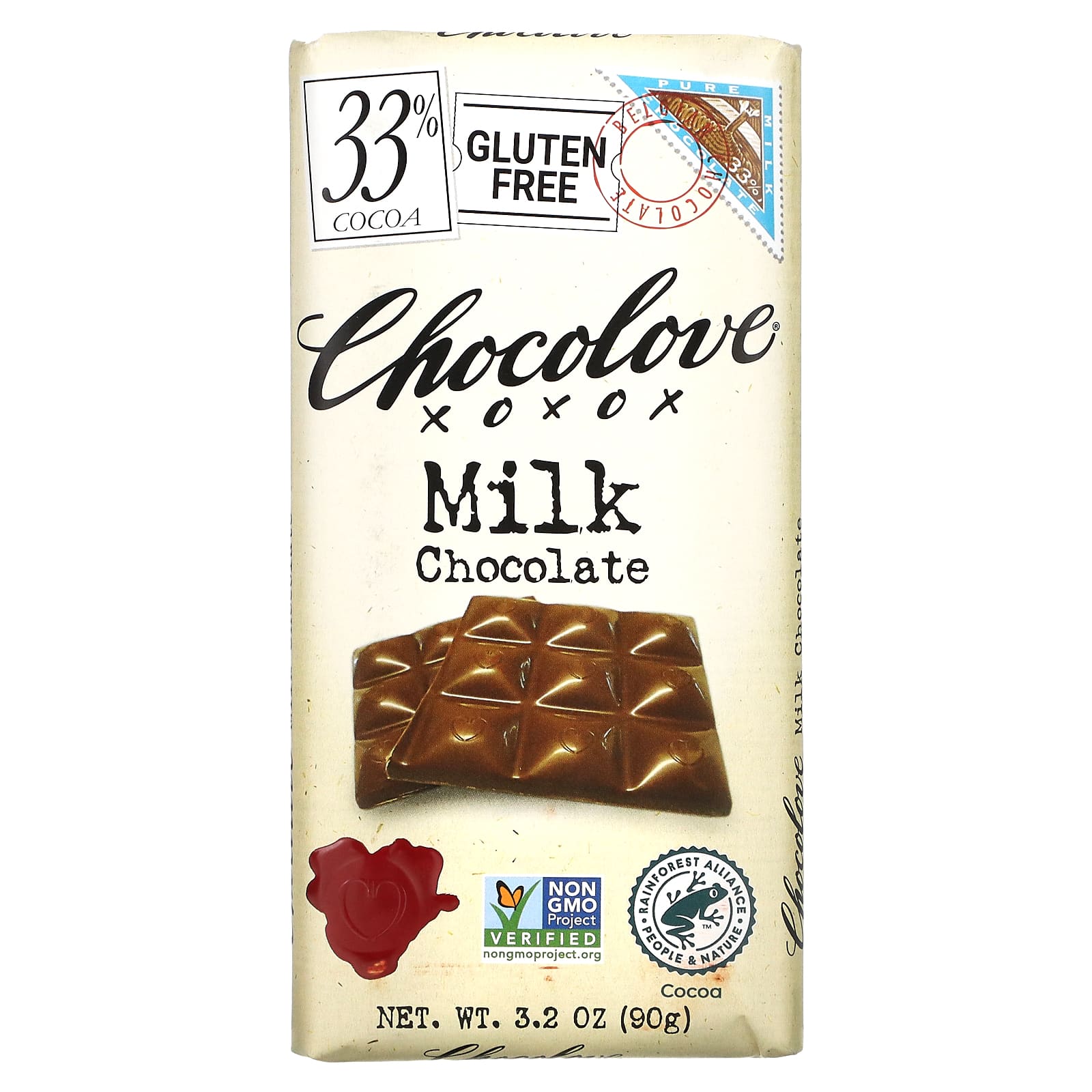 Chocolove, молочный шоколад, 33% какао, 90 г (3,2 унции)
