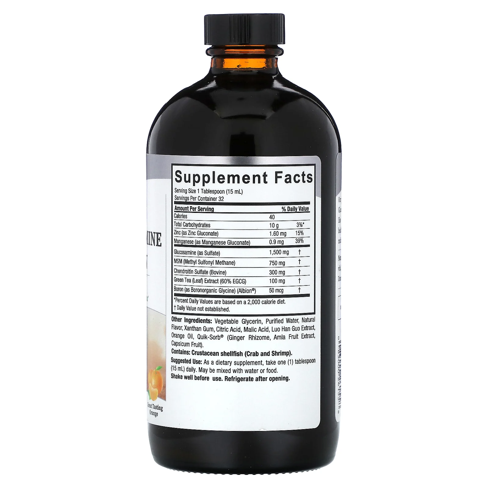 Nature's Answer, жидкий глюкозамин и хондроитин, апельсин, 480 мл (16 жидк. унций)