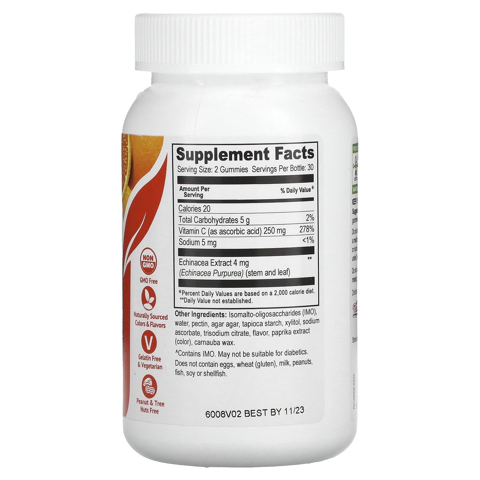 YumV's, без витамина C, со вкусом апельсина, 250 мг, 60 жевательных мармеладок (125 мг в 1 жевательной таблетке)