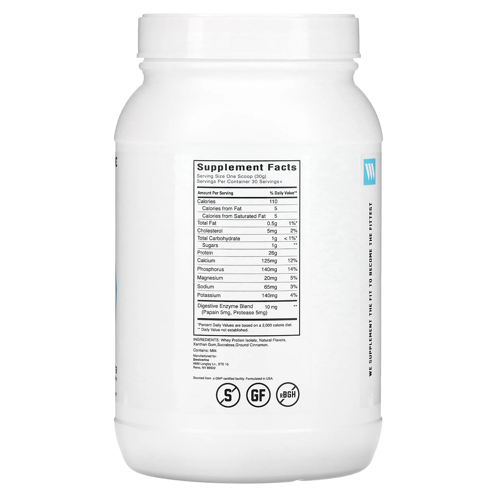 Swolverine, Whey Isolate, Honey Cinnamon Peanut Butter, 2 lb (907 g)